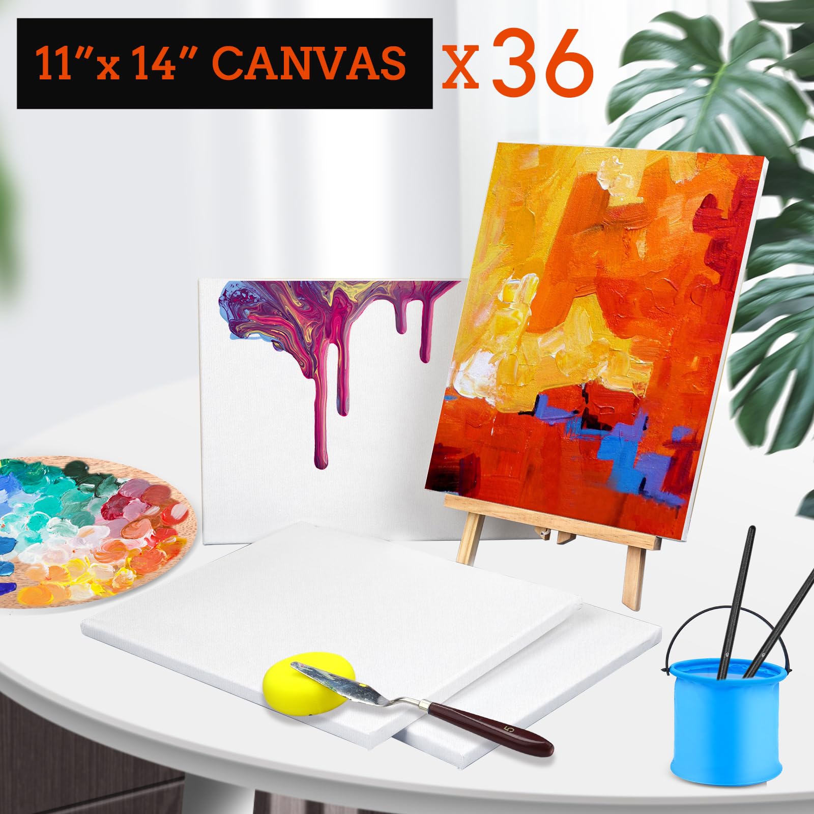 ESRICH Stretched Canvas for Painting 5x7, 48 Pack Small Canvases for Painting 5/8" Profile Primed Acid-Free Blank Painting Canvas for Kids & Artists for Decorations, Painting Parties.