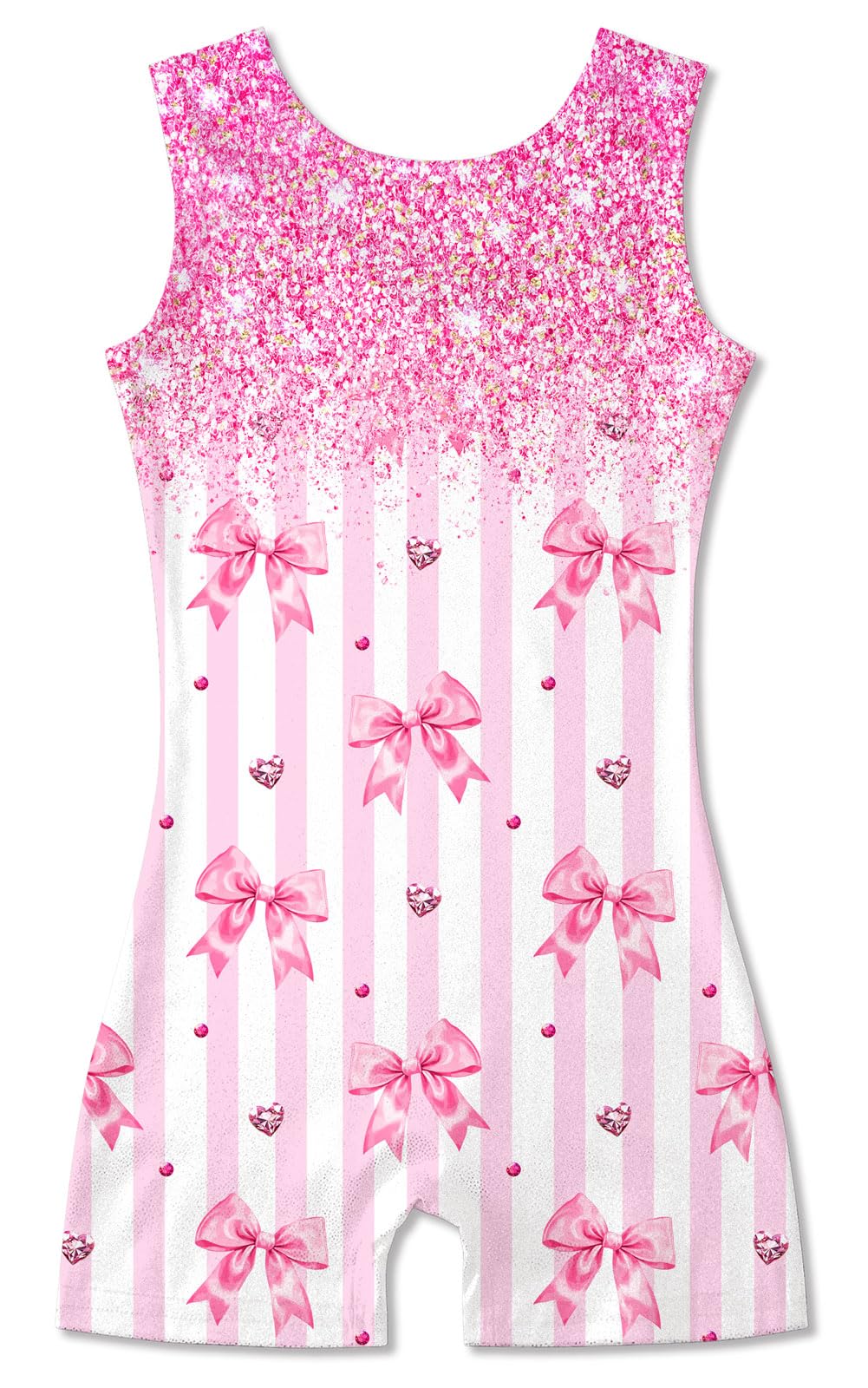 Funnycokid Gymnastics Leotards for Girls with Shorts Sparkly Kids Biketards Dance Unitard 3-10 Years