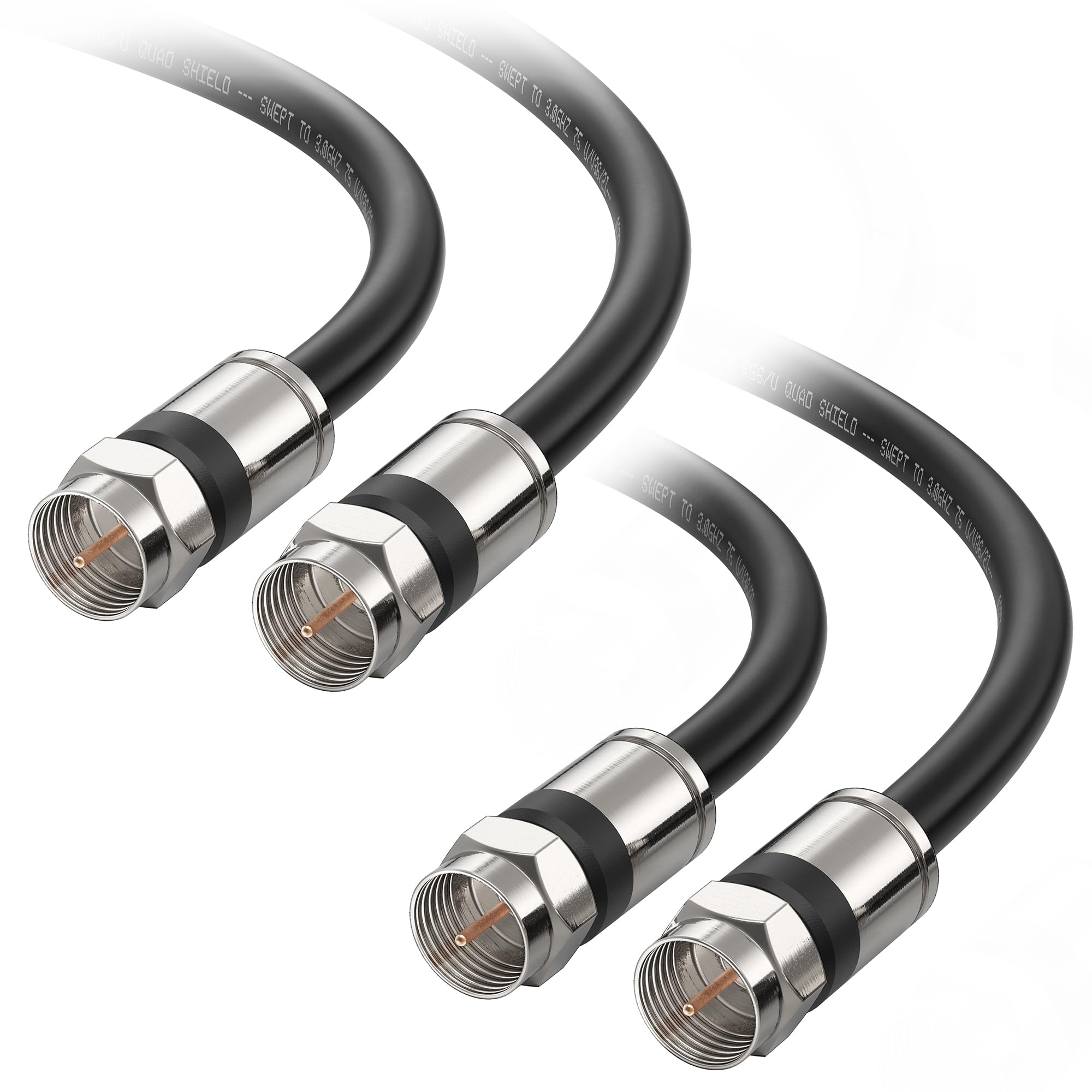 Cable Matters Short RG6 Coaxial Cable - 1.5ft, [CL2 Rated for in-Wall Use](CM) Quad Shield Coaxial Cable, RG6 Coax Cord for TV, Digital Router, Satellite Receiver and More, Black