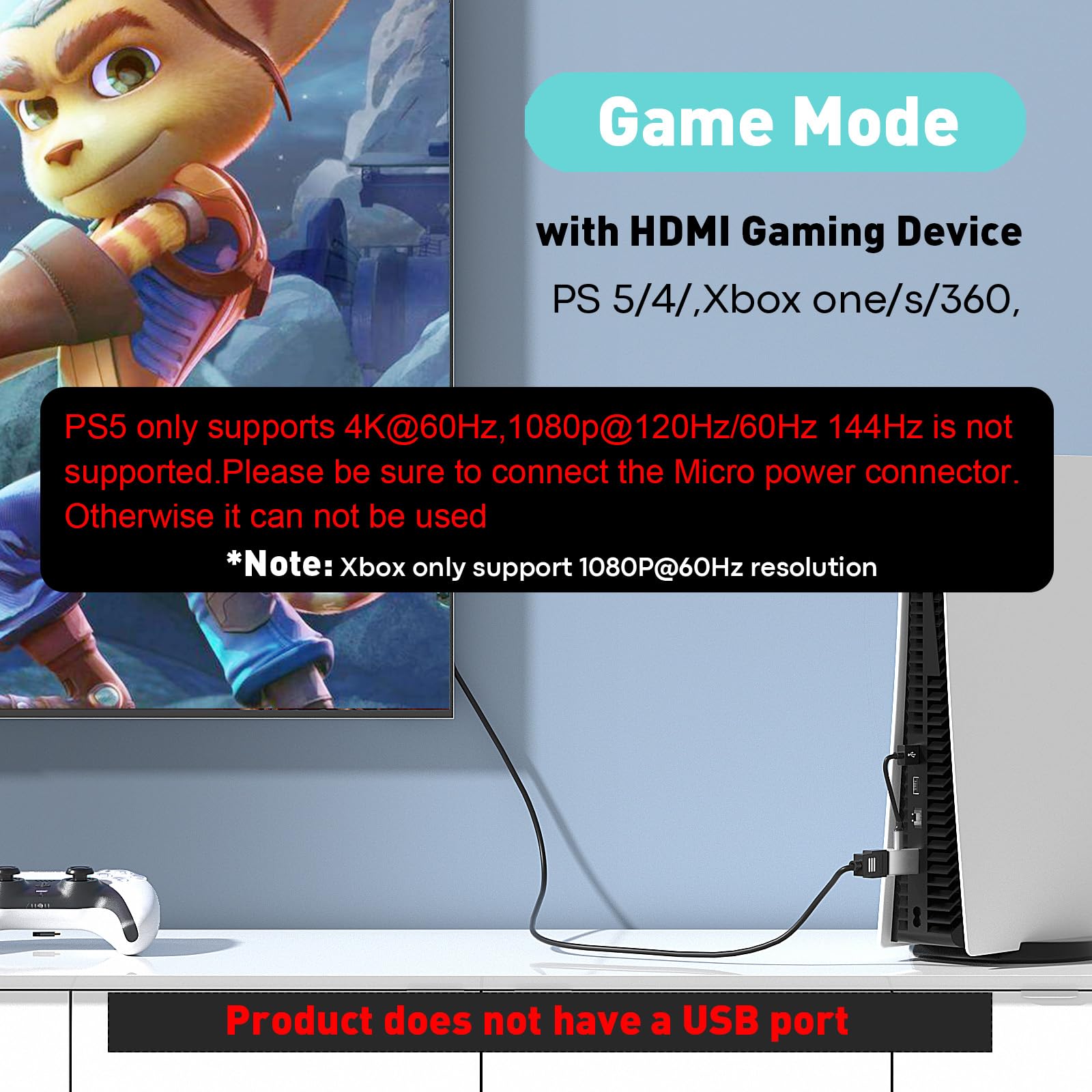 UANTIN HDMI to DisplayPort Adapter (4K 60Hz,1080p 120Hz) Uni-Directional Only, HDMI (Source) to DP (Display) Converter Male to Female for Laptop,AMD,NVIDIA,PS5,Xbox and More - 1 Pack