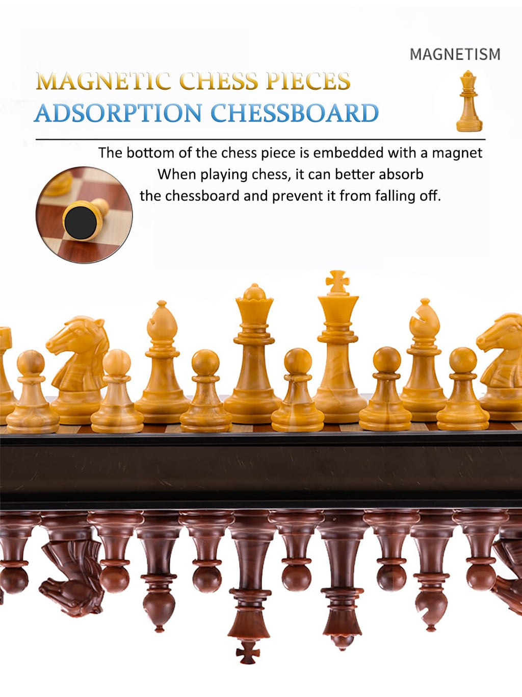 Chess Sets Magnetic Board Games - 11.8 Inches Travel Chess Set for Teenager & Adults, Wooden-Style Folding Portable Chess Gifts Classic 2-Player Strategy Family Game for Beginner and Professional