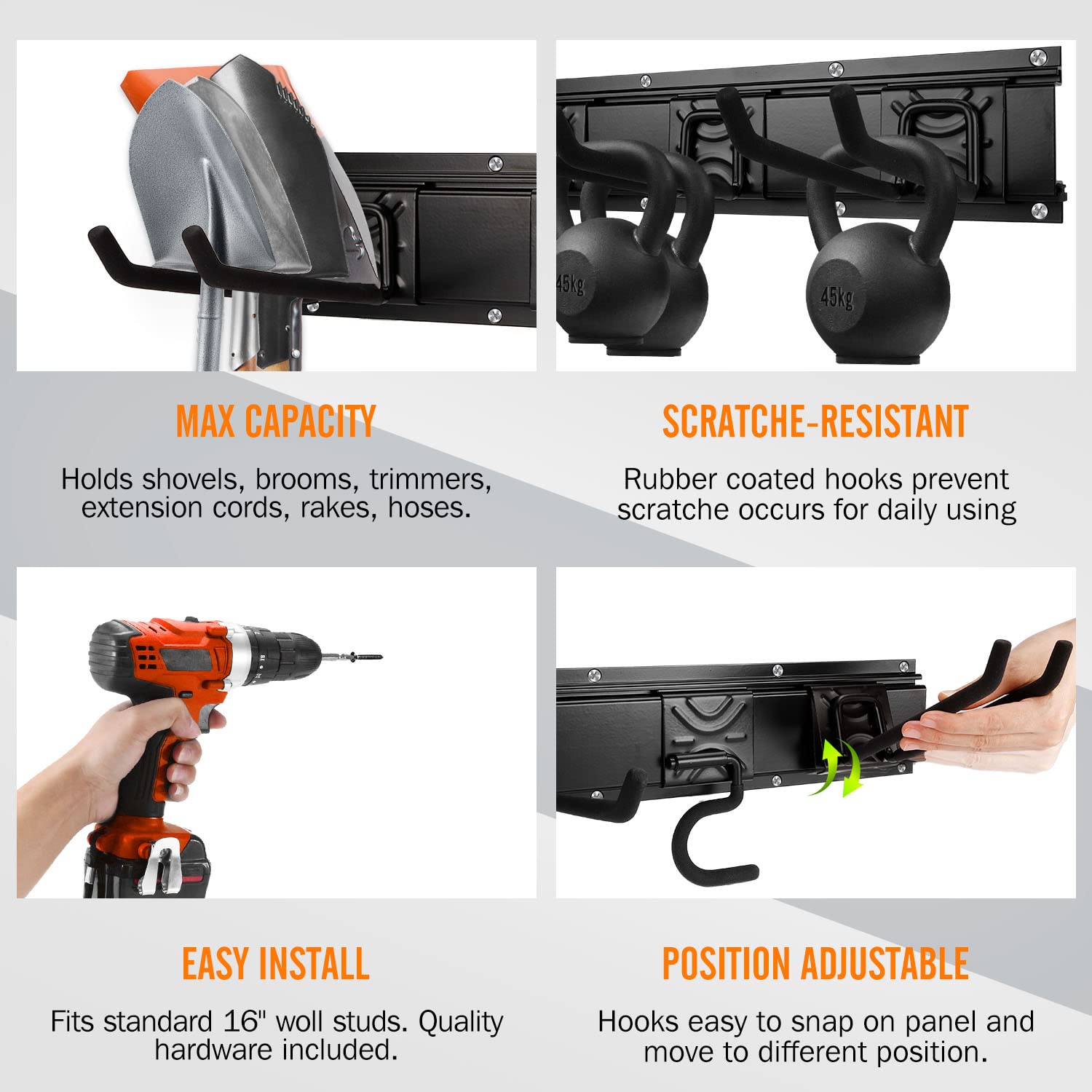 SMARTOLOGY Spare Bike Hook Hanger Rail Rack System