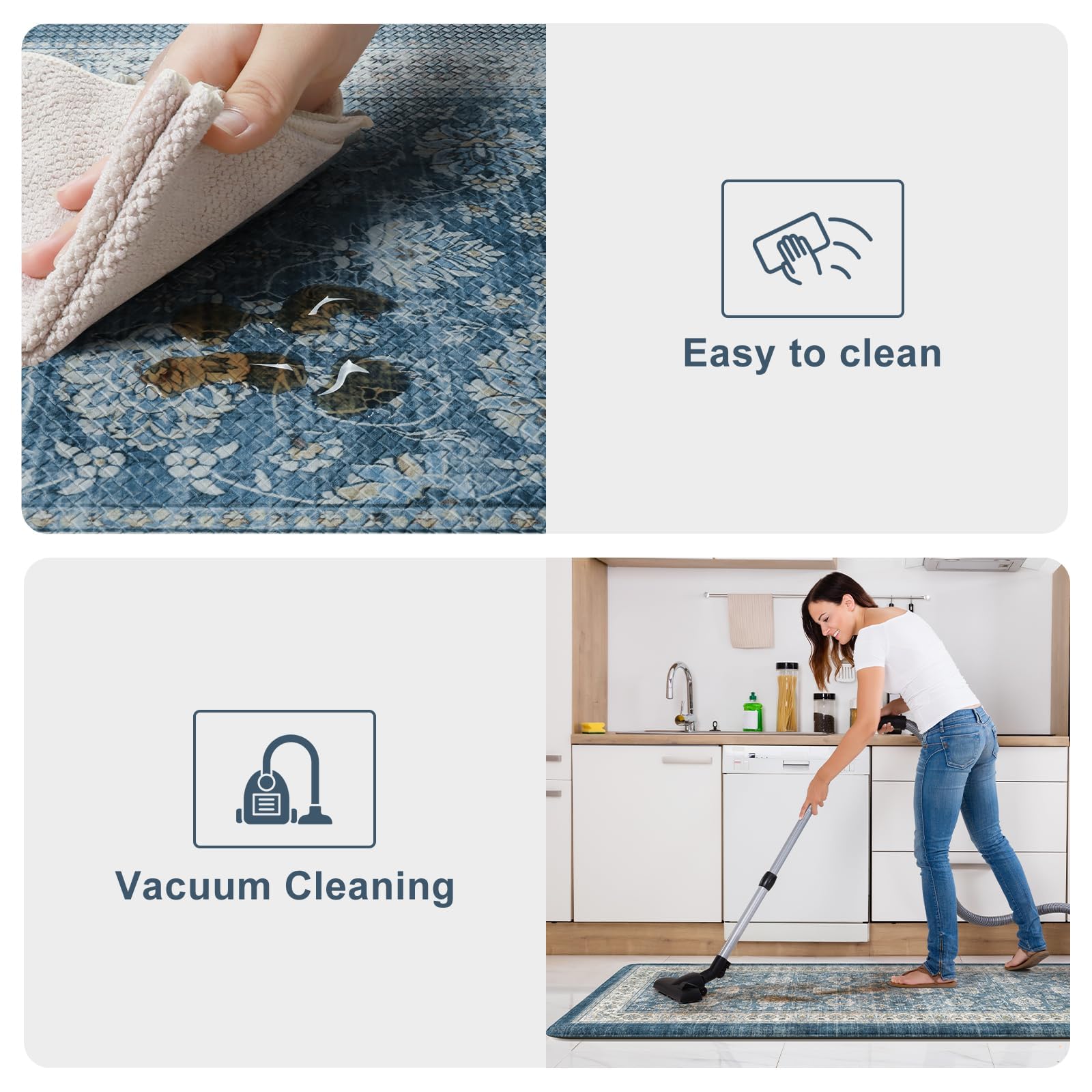 KIMODE Anti Fatigue Kitchen Mats 17"x47"+17"x29", Farmhouse Kitchen Rugs Sets of 2, Cushioned Non Skid Kitchen Mats for Floor, Comfort Kitchen Floor Mats for Sink Laundry Desk Black