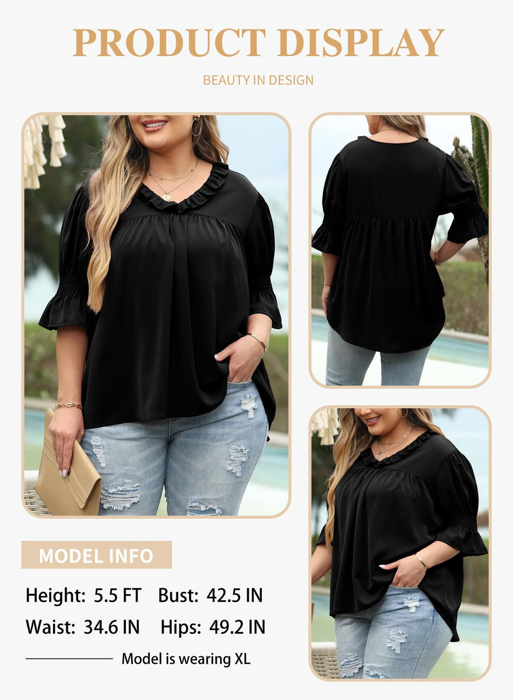 Eytino Plus Size Tops for Women Summer V Neck Short Sleeve Boho Floral Printed Flowy Chiffon Shirts Blouse(1X-5X)