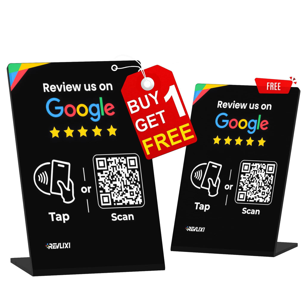 Google Review Stand -Boost Reviews w/Reusable Google Review Tap Card Stand & QR Code Stand- No App or Subscription - Android & iPhone Compatible-Boost Google Reviews for Online Growth