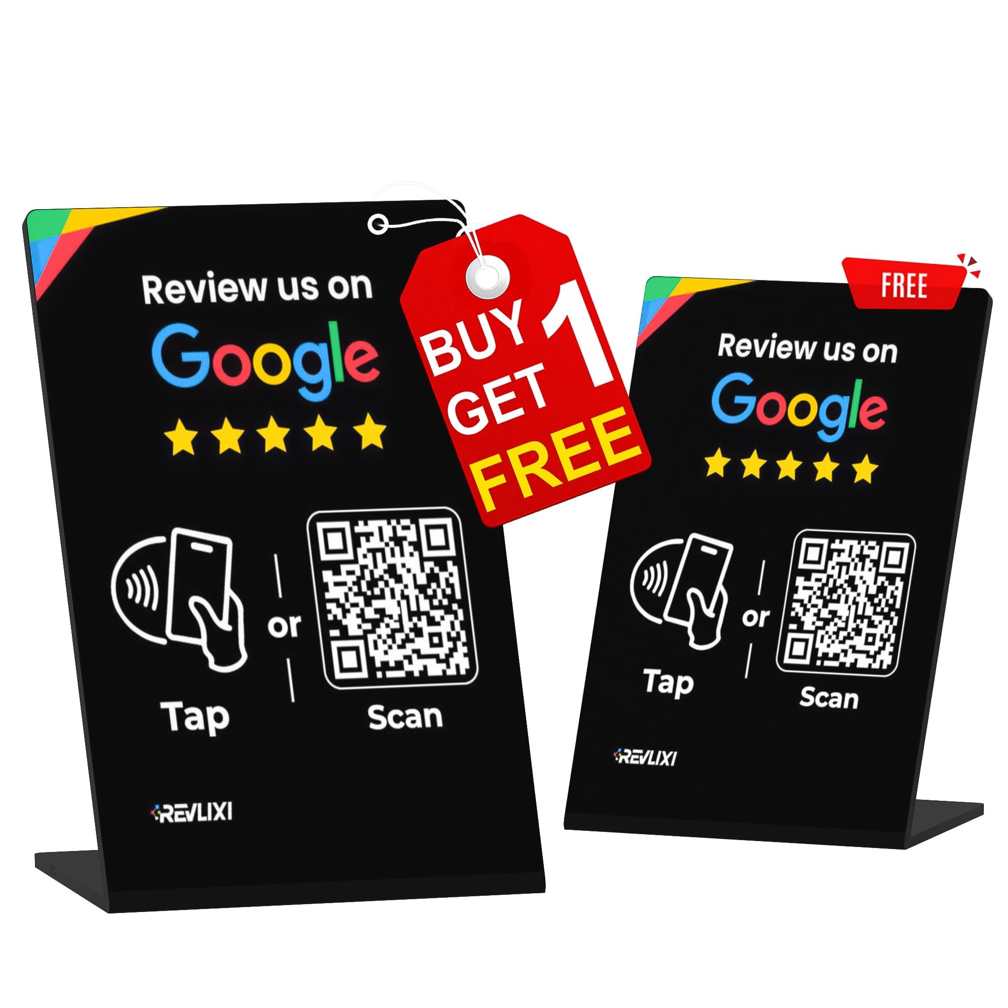 Google Review Stand -Boost Reviews w/Reusable Google Review Tap Card Stand & QR Code Stand- No App or Subscription - Android & iPhone Compatible-Boost Google Reviews for Online Growth