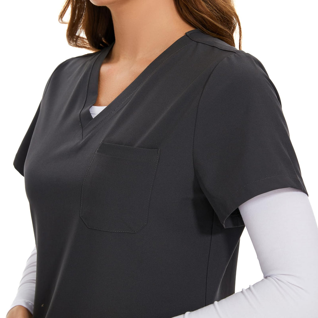 COZYFIT Scrub Tops for Woman - Soft Stretch, V-Neck Top Scrubs with 3 Pockets, Easy Care for Women