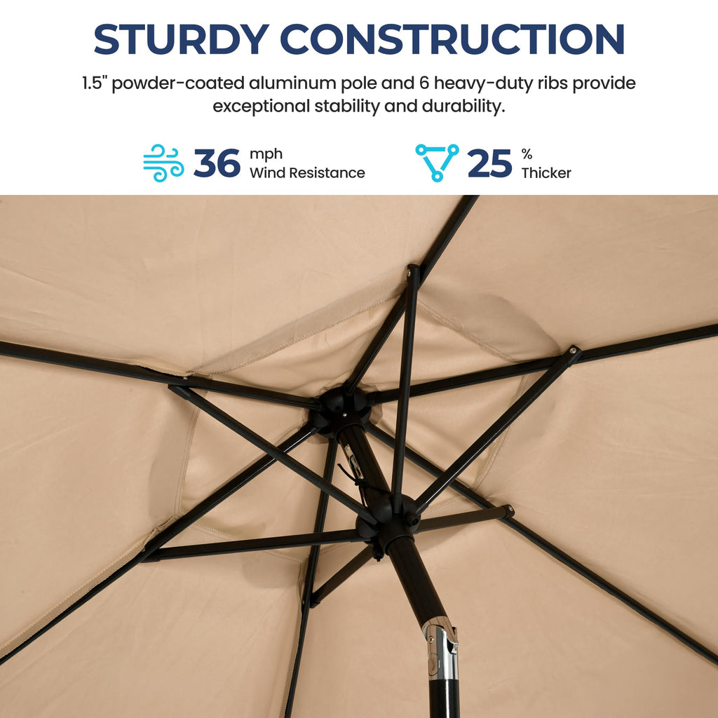 SUNVIVI OUTDOOR Outdoor Patio Umbrella, Patio Umbrella, Market Umbrella, Large Outdoor Umbrella, Metal Pole Umbrella with Push Button Tilt and Crank, Polyester Canopy