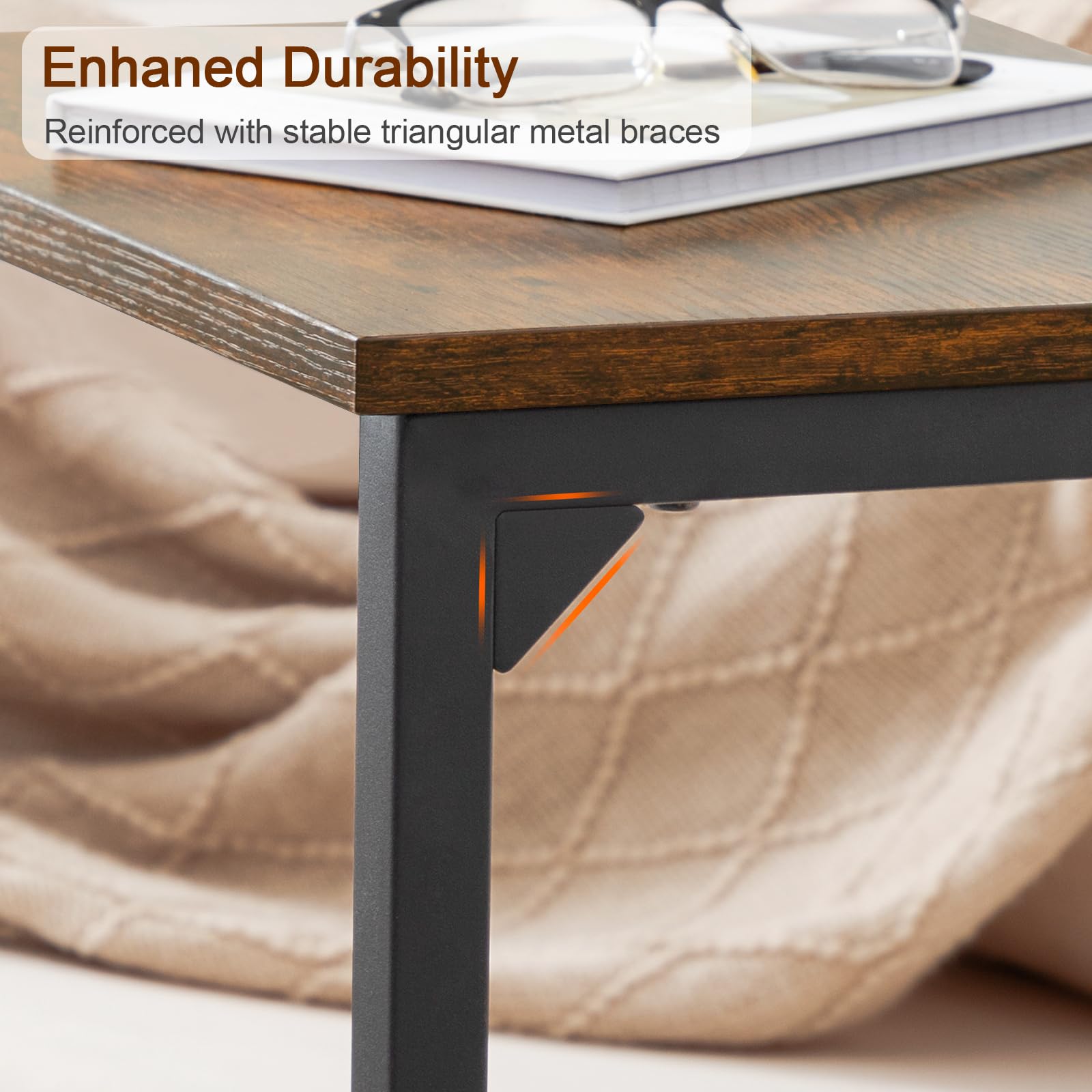 AMHANCIBLE C Shaped End Tables Set of 2, Couch Side Tables that Slide Under Sofa, Slim TV Trays for Living Room and Bedroom, Narrow Space Saving Laptop Workstation, Black, HET02BBK