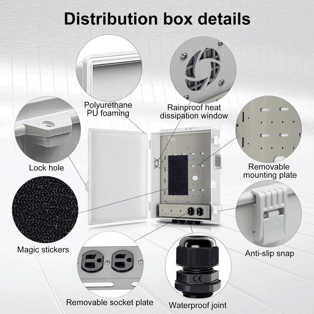 Namunanee Outdoor Electrical Junction Box, ABS Water Resistant Enclosure with Internal Mounting Panel & Hinged Cover, 9.2" H* 7" L* 4.6" W
