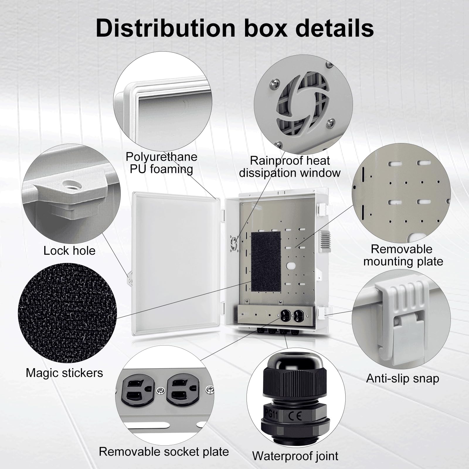 Namunanee Outdoor Electrical Junction Box, ABS Water Resistant Enclosure with Internal Mounting Panel & Hinged Cover, 9.2" H* 7" L* 4.6" W