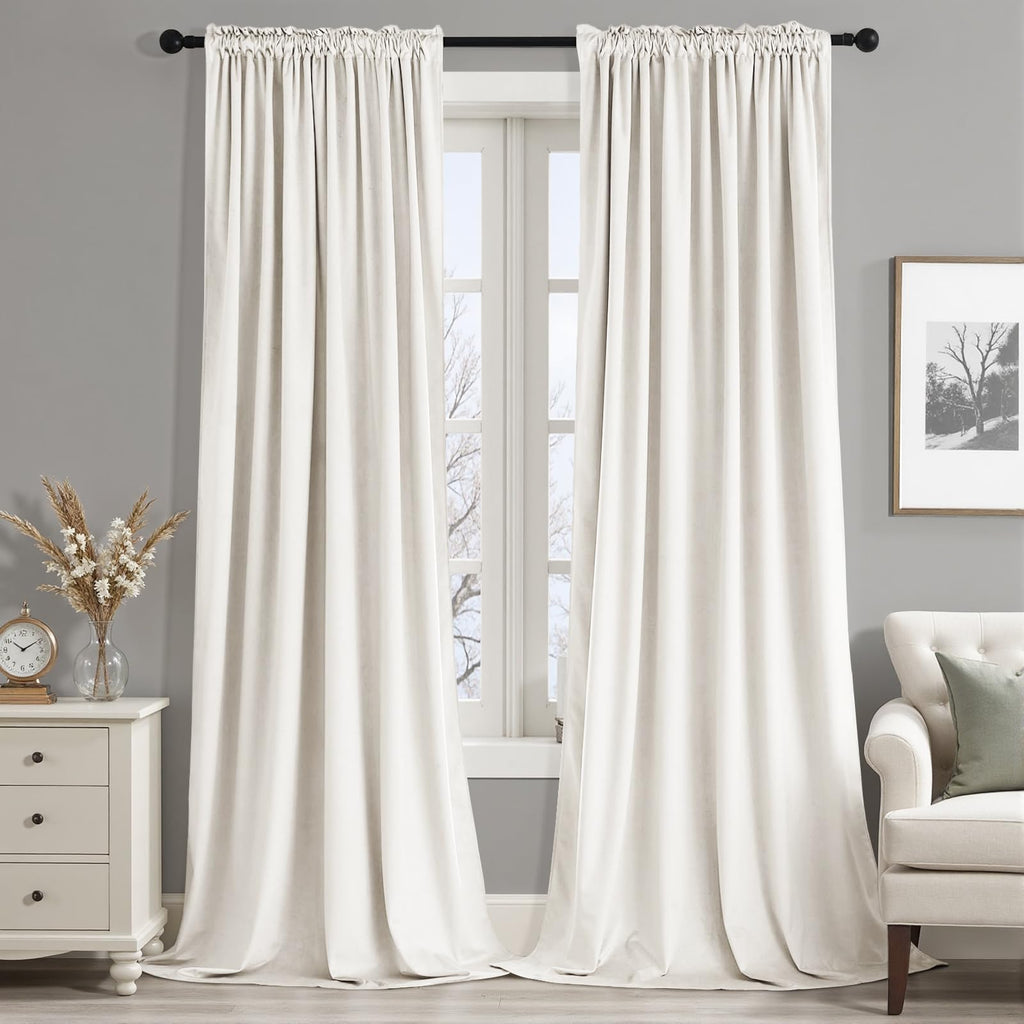MIULEE Black Velvet Curtains Thermal Insulated Blackout Halloween Curtain Drapes for Bedroom Living Room Darkening 63 Inches Long Curtains Panels Rod Pocket Set of 2