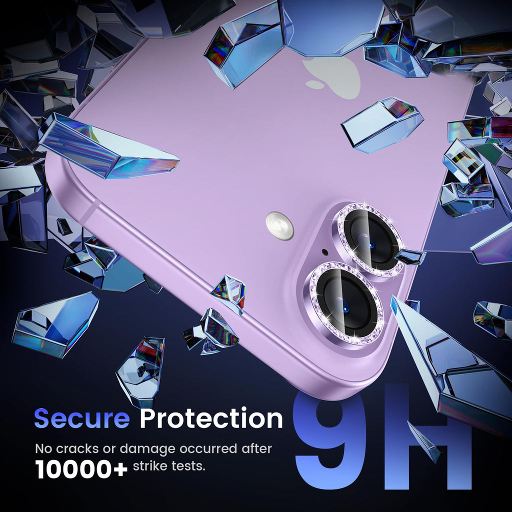 Tensea for iPhone 13 mini/iPhone 13 Camera Lens Protector, 9H Tempered Glass Camera Cover Screen Protector Metal Individual Ring for iPhone 13mini 5.4 inch /13 6.1 inch