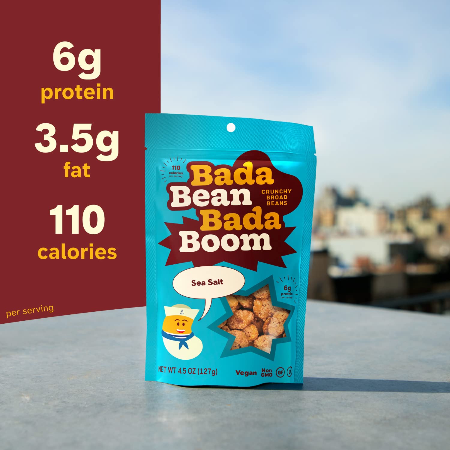 Bada Bean Bada Boom, Crunchy Roasted Broad Bean Snacks (Fava), High Protein, Vegan, Gluten-free - 110 Calorie Packs, Buffalo Wing, 4.5 Ounce (Pack of 6)