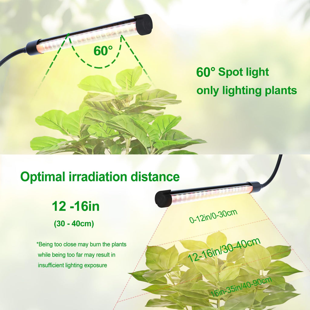 2Pack Small Clip Grow Lights for Indoor Plants, Bonsai, Mini Full Spectrum Pot Plant Grow Light, 4/8/12/16/20H Timer, 9 Watt Power Draw, NO Need Adapter