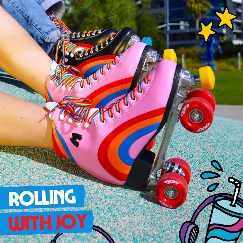 Moxi Rainbow Rider Roller Skates for Women - Beautiful, Durable, Supportive Rainbow Skates with Padded Lining, a Sturdy Plate, and Soft Outdoor Wheels
