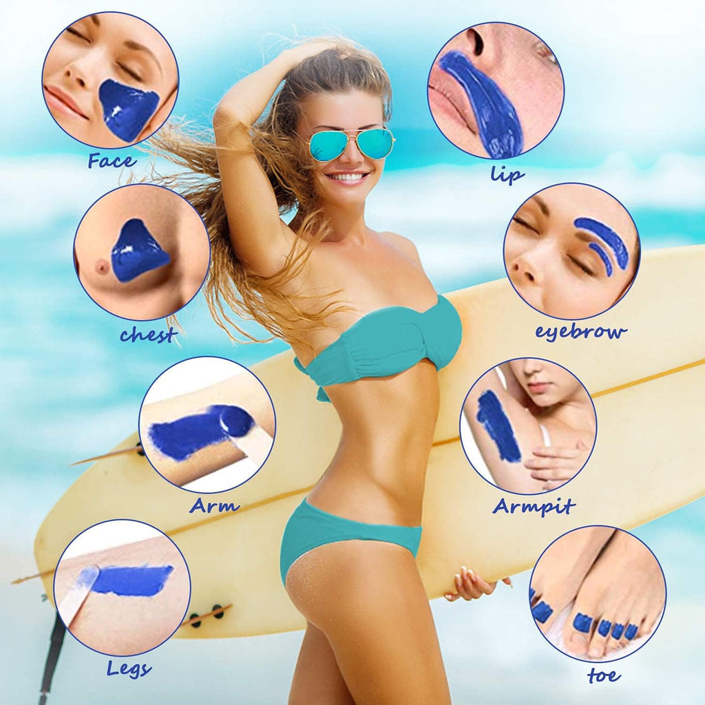 Waxing Kit Wax Warmer Easkep - Wax Kit Hair Removal 6 Adjustable Temperature with 5 Packs Hard Wax Beads and 20 pcs Wooden Applicator Sticks Painless for Legs Face Underarm Bikini Brazilian
