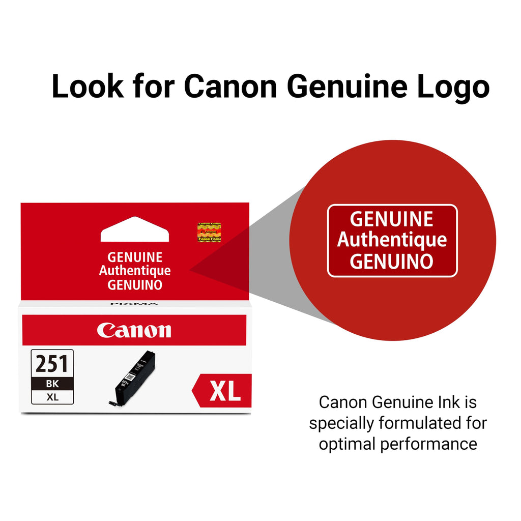 Canon CLI-251XL Genuine Black Ink Tank, Compatible with MG6320, IP7220 & MG5420, MX922, MG5520, MG6420, MG7120, iX6820, iP8720, MG7520, MG6620, and MG5620 Printers