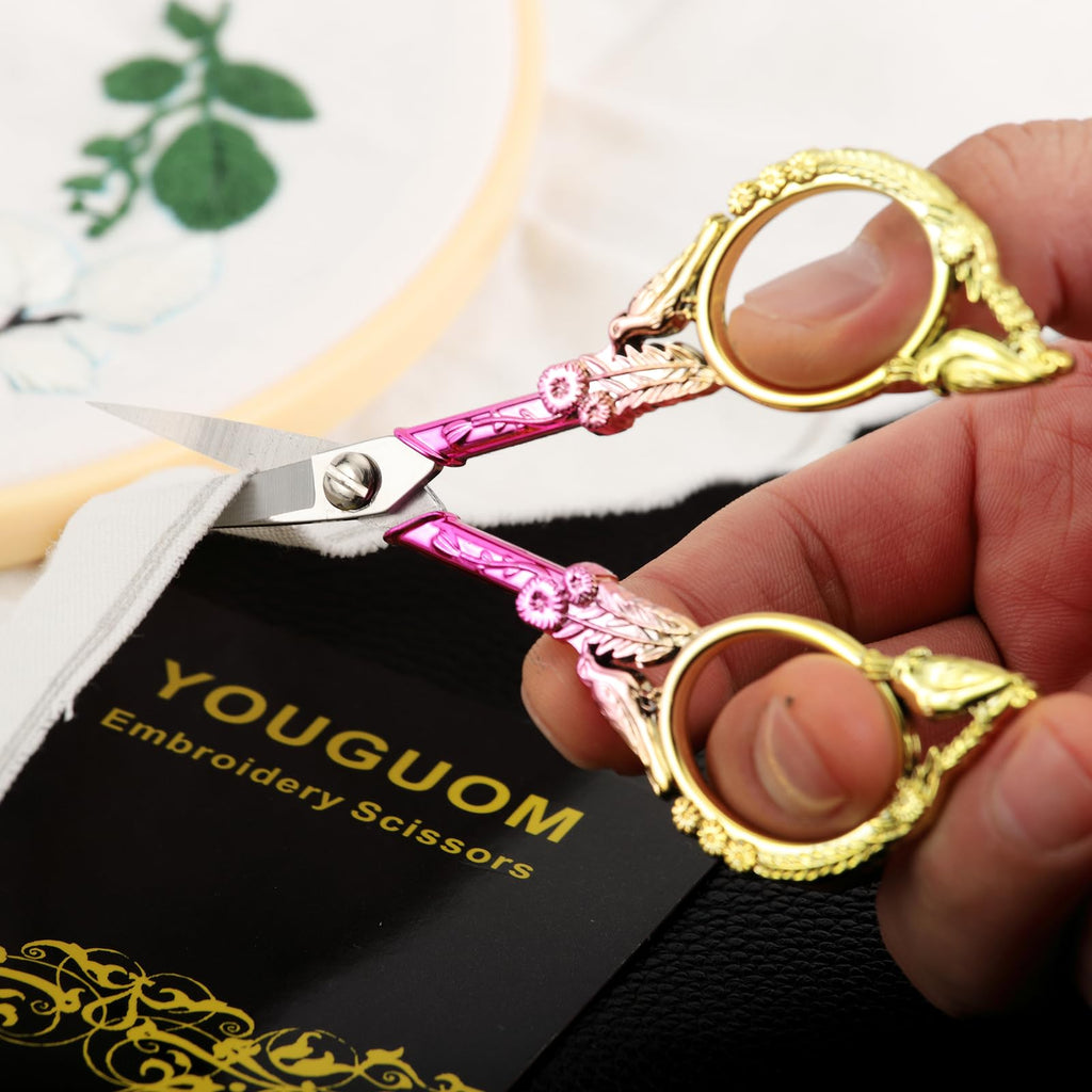 YOUGUOM Small Craft Scissors, Little Travel Sharp Embroidery Scissors All Purpose, Straight Tips Mini Sewing Shears, Precision Detail Thread Cutting Snips