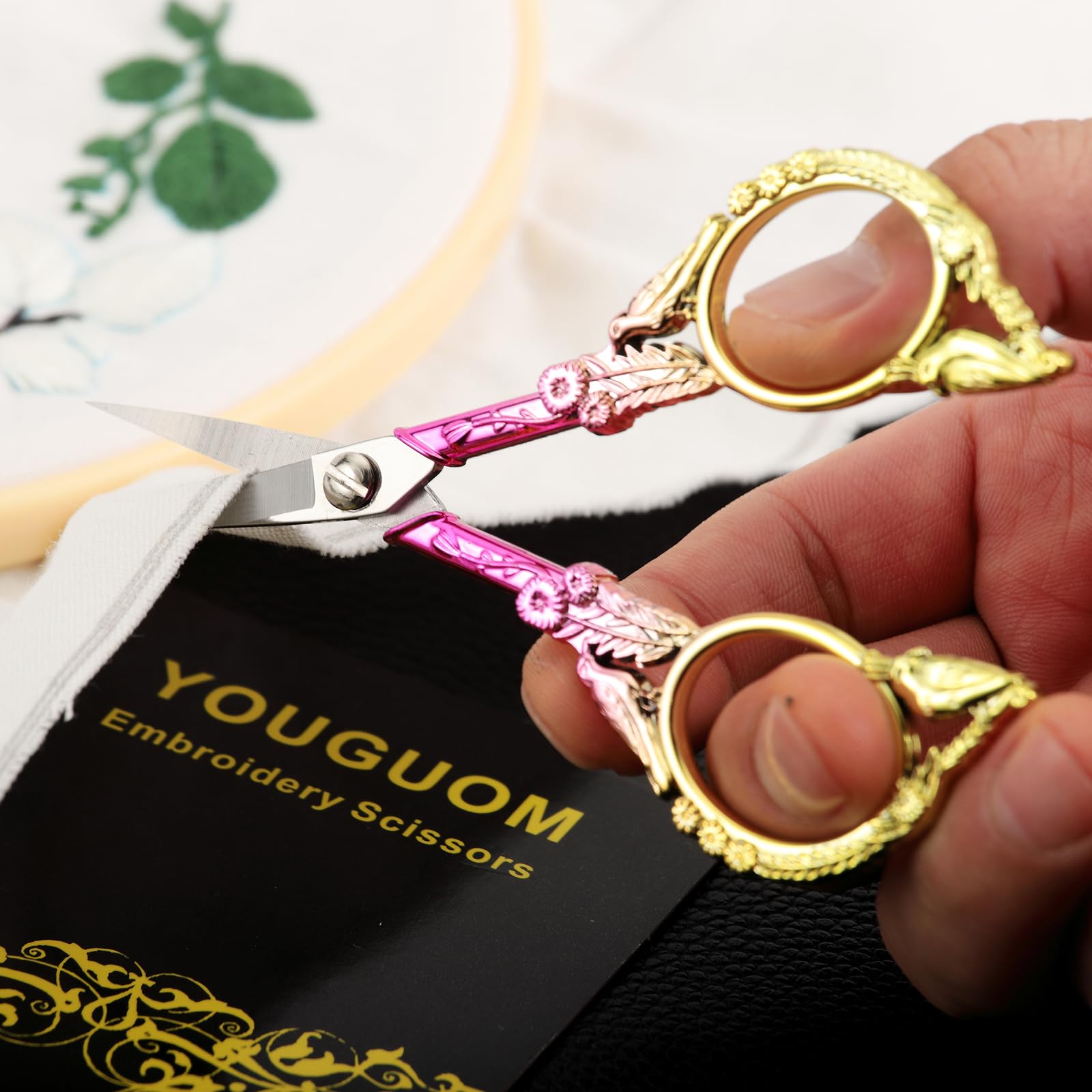 YOUGUOM Small Craft Scissors, Little Travel Sharp Embroidery Scissors All Purpose, Straight Tips Mini Sewing Shears, Precision Detail Thread Cutting Snips
