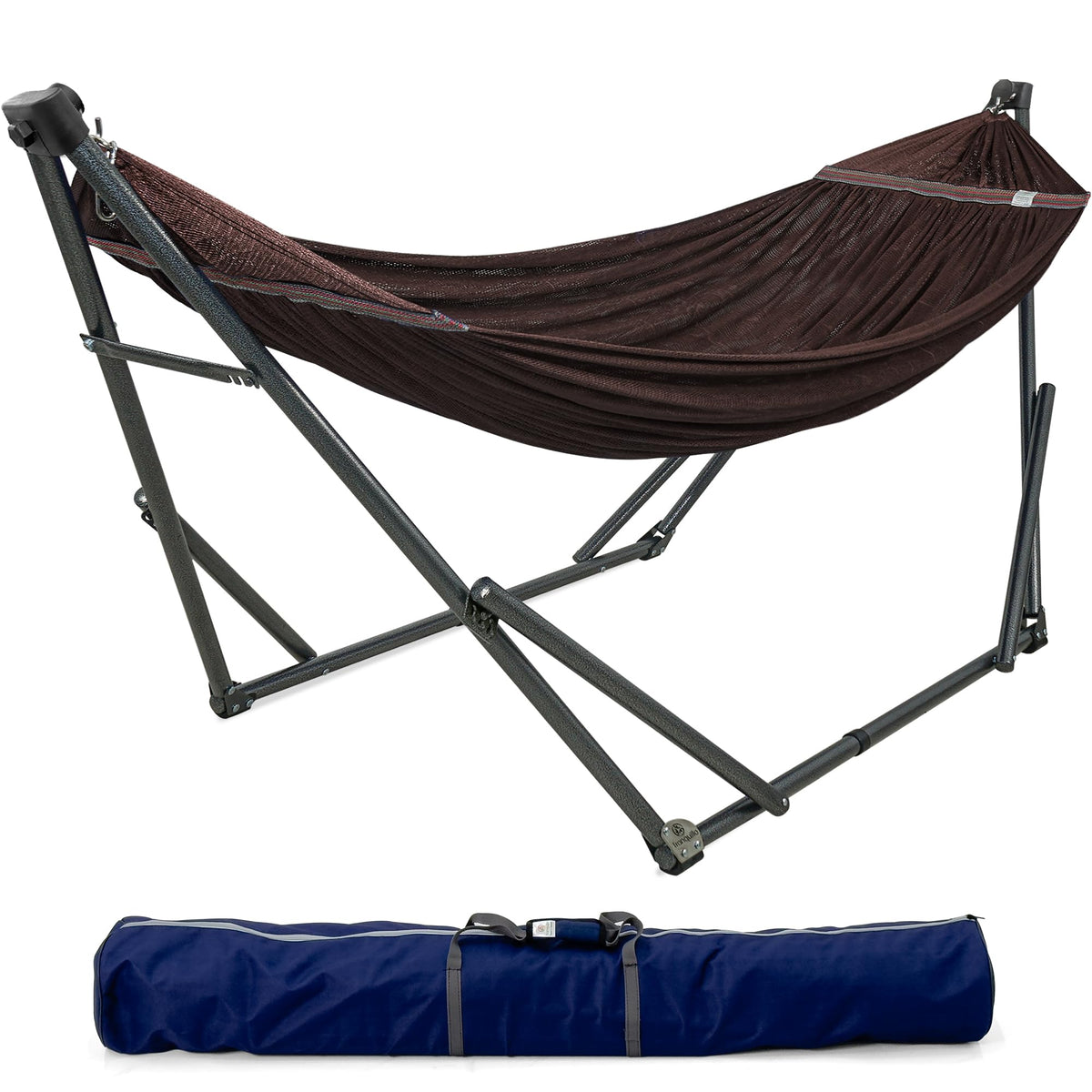 Tranquillo Unity Adjustable Hammock Stand, Hammocks Stands for The Garden, 800 lbs Capacity Steel Double Hammock Stand for 2 Persons, Premium Pre-Assembled Stand (Steel, Aegean)