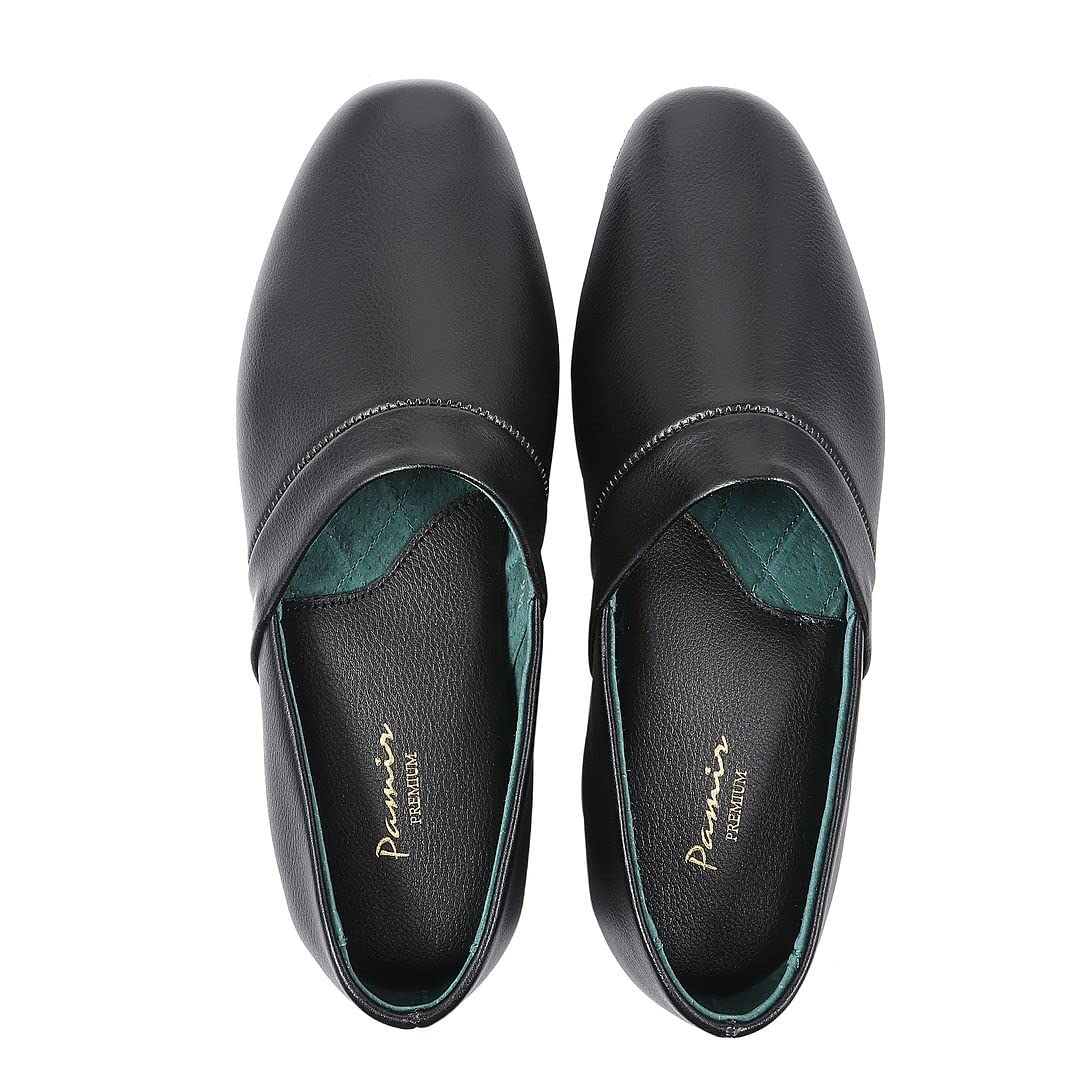PAMIR Men's Opera Genuine Leather House Slippers | Full back slippers, 100% breathable leather, silent suede outsole, memory foam, hand turned, great gift for him