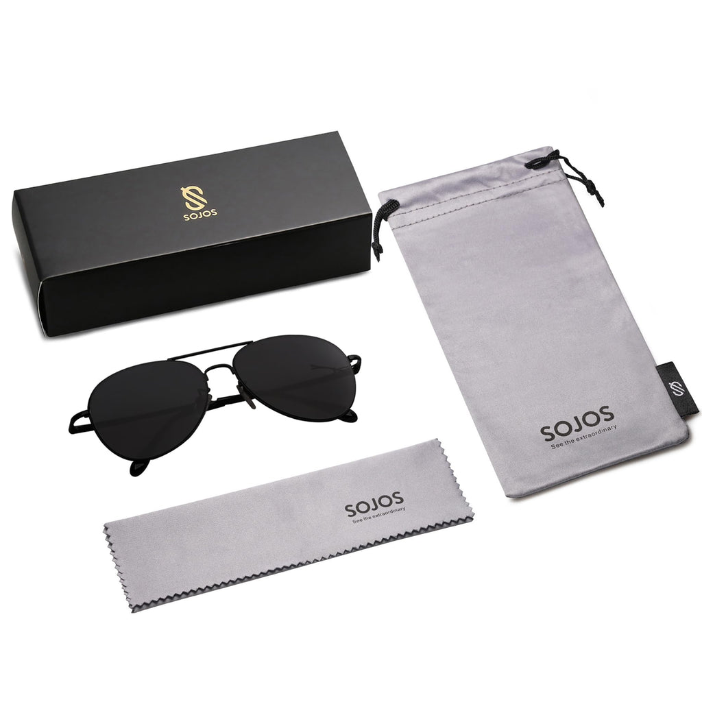 SOJOS Classic Aviator Sunglasses for Women Men Metal Frame Spring Hinges SJ1030