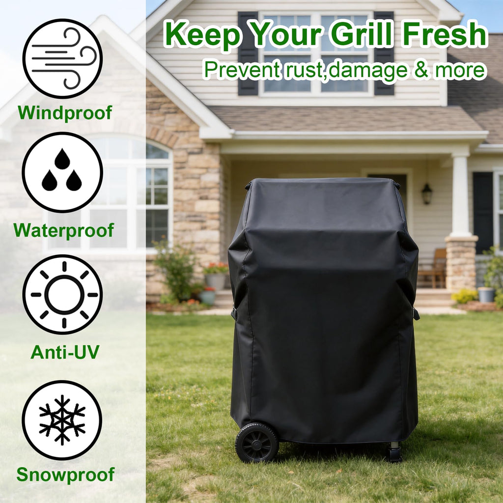 Outdoor Waterproof Small Grill Cover Fits for Weber Spirit 210 Series(E 210,S 210,E 215), Charbroil, Kenmore Grills, Heavy Duty 2 Burner BBQ Cover 30",Compared to Weber 7105