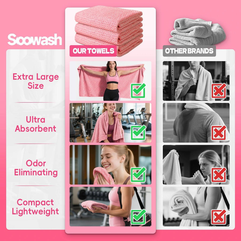 Microfiber Gym Towels for Showering Working Out Quick Dry Negative ions Large Middle Small Sizes Lightweight Gym Towel for Men Women Tennis Sports Towels for Body Hot Yoga Fitness Essentials