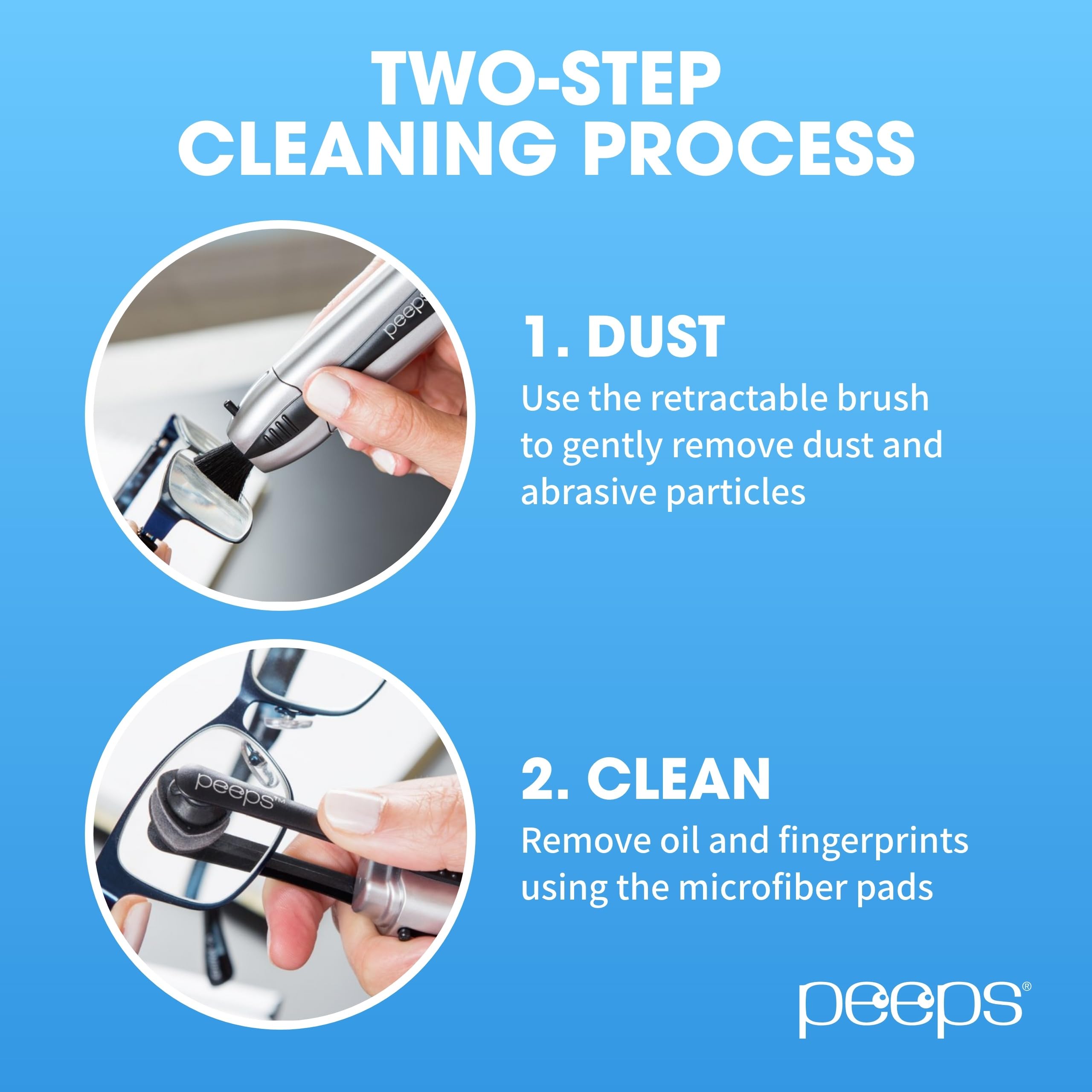 Peeps Eyeglass Lens Cleaner - Efficient and Durable Carbon Microfiber Technology - Exclusively Used by NASA - 500 Uses (Electroplated Gold)