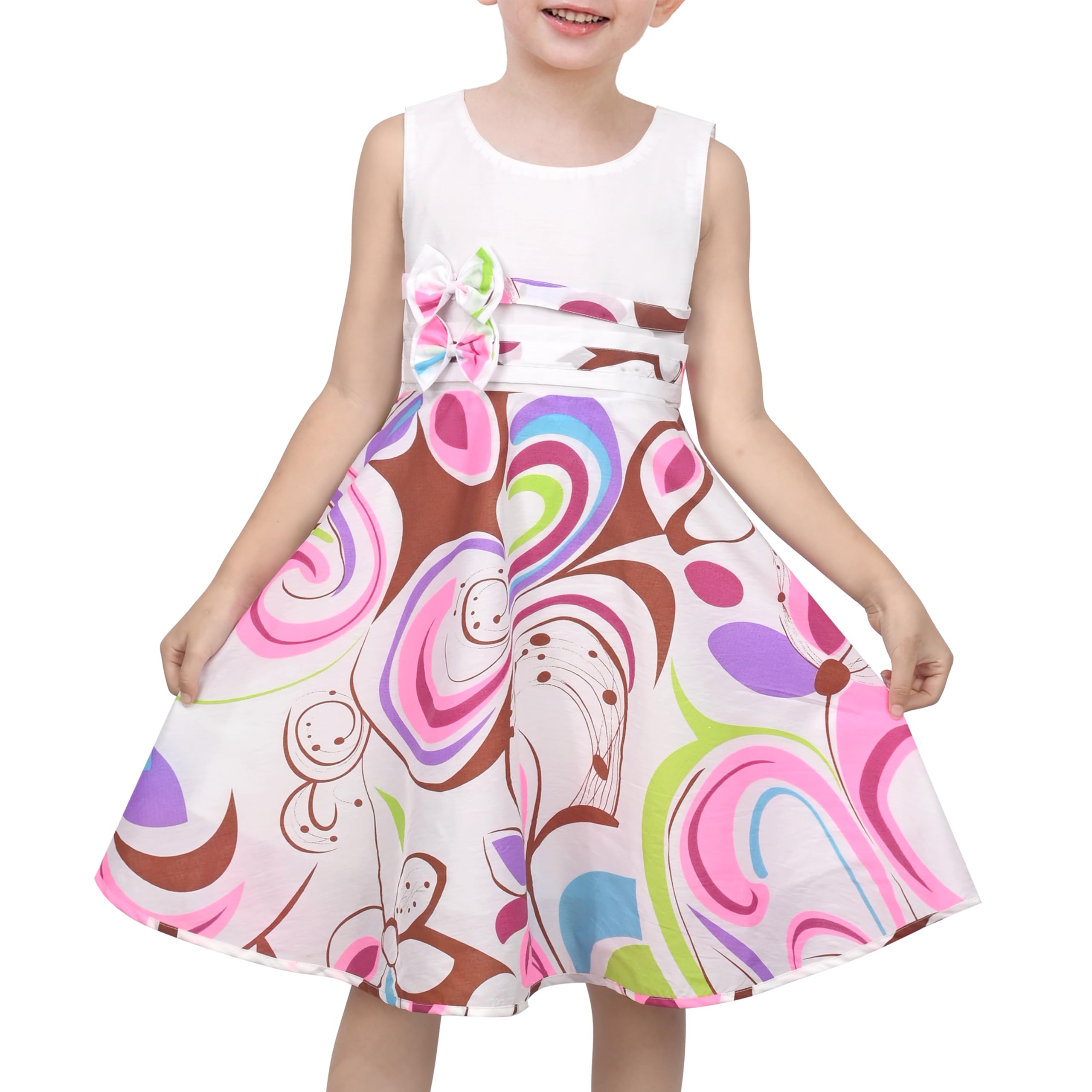 Sunny Fashion Girls Dress Rose Flower Double Bow Tie Party Sundress