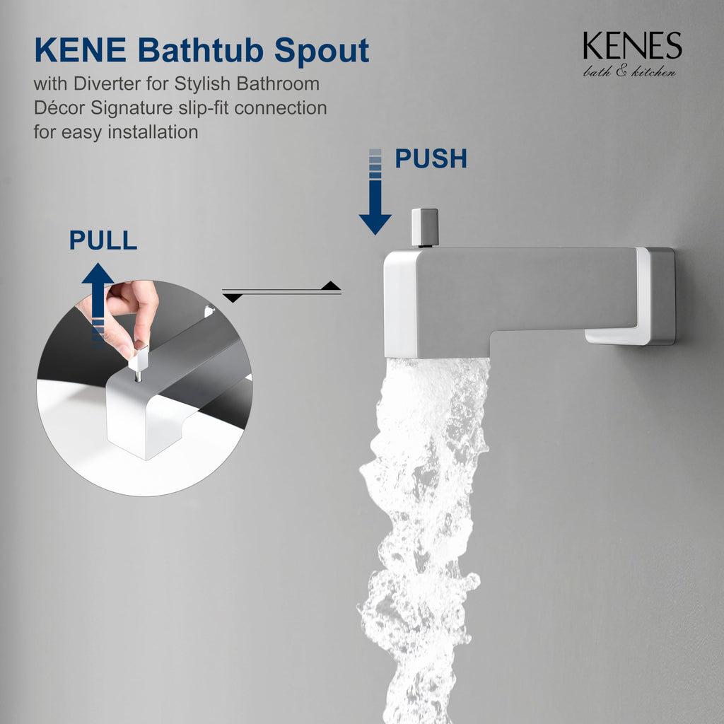KENES Brushed Nickel 10-Inch Shower Head and Handle Set, Square Shower Faucet Set Bathroom Rainfall Shower System Wall Mount, KE-6024B (Shower Valve Included)