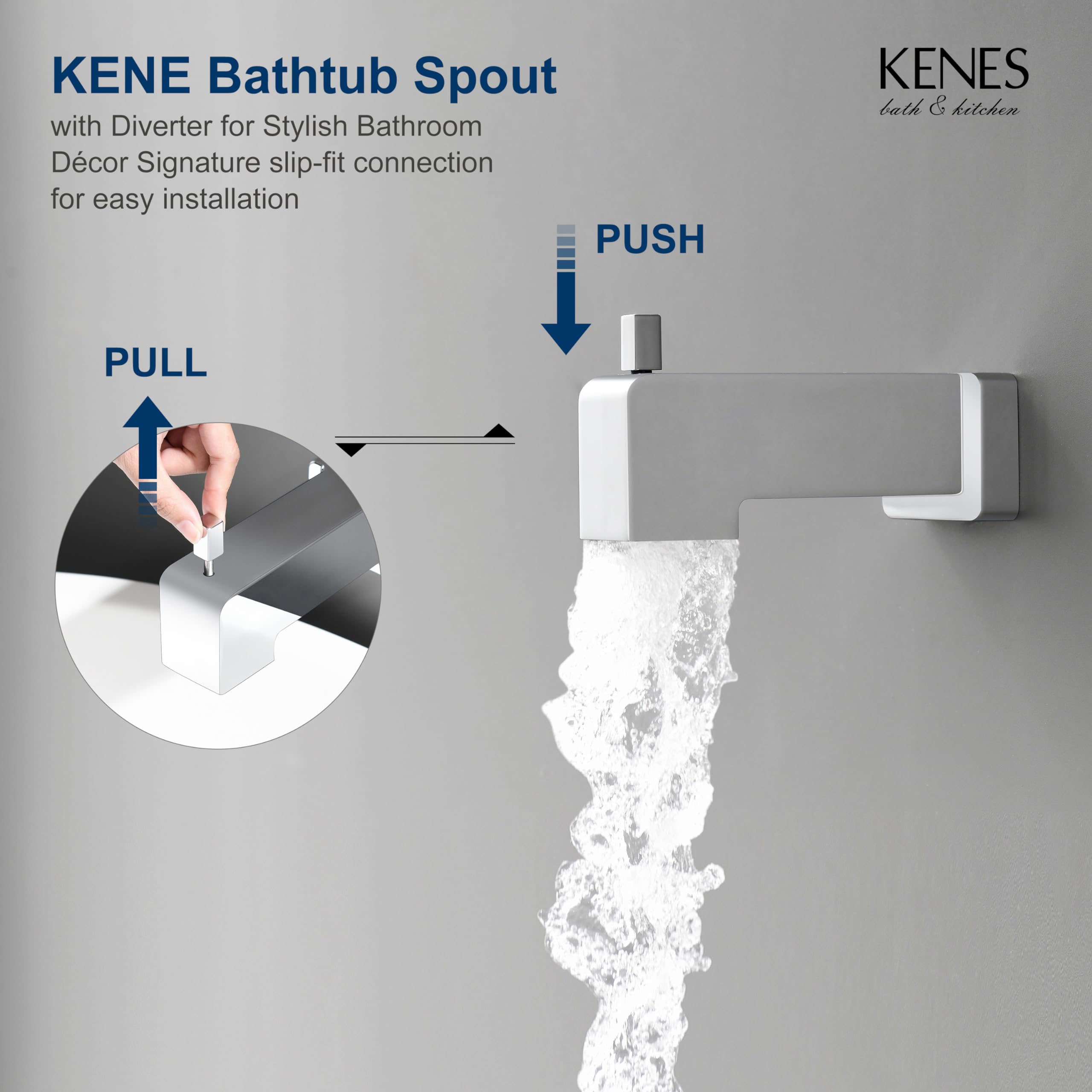 KENES Brushed Nickel 10-Inch Shower Head and Handle Set, Square Shower Faucet Set Bathroom Rainfall Shower System Wall Mount, KE-6024B (Shower Valve Included)