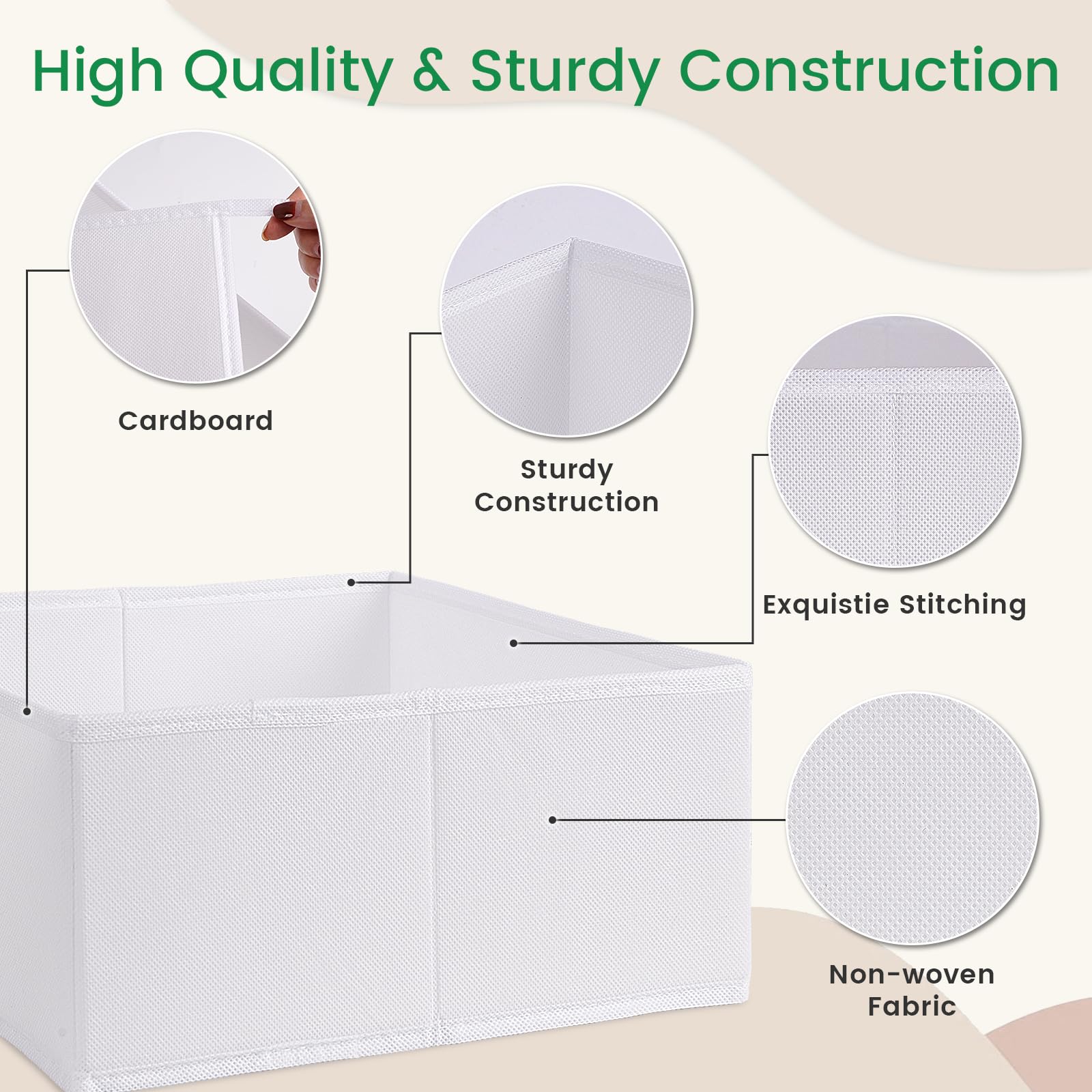 Criusia Drawer Organizer Clothes, 8 Pack Underwear Drawer Organizer, Foldable Cloth Storage Box Closet Organizers and Storage for Clothes, Socks, Scarves, Ties (Beige)