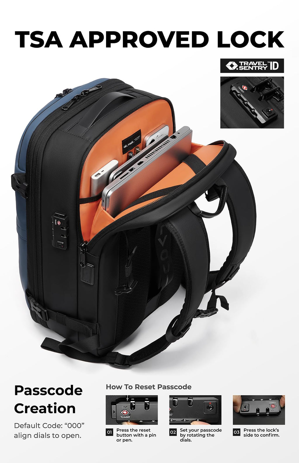 AirVault Vacuum Seal Travel Backpack 60L with Expandable HyperSeal Air Compression Vacuum System Water Resistant TSA Lock (Vacuum Pump Included, Black, 60L)