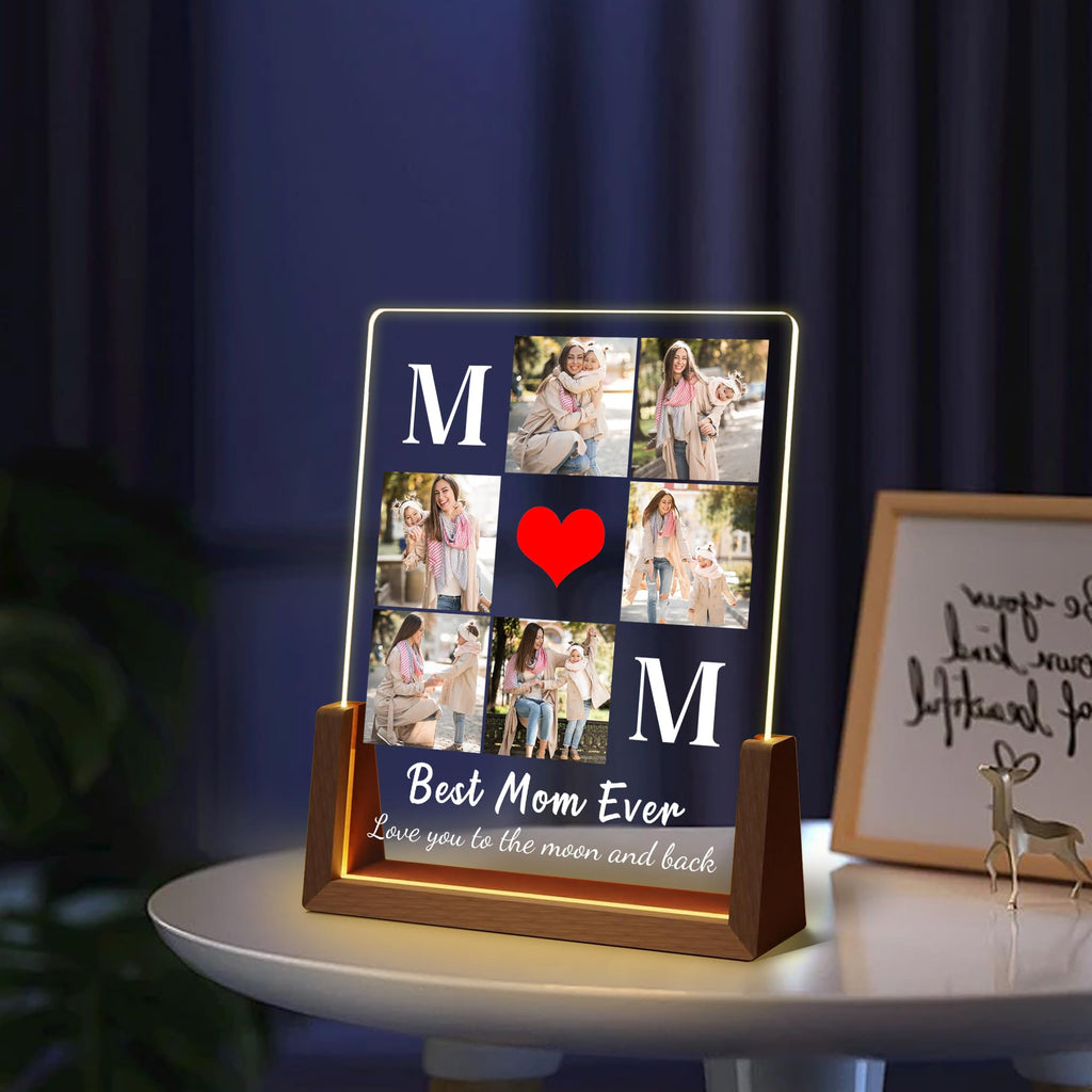 Personalized Fathers Day Birthday Gifts For Daddy Dad From Daughter Son Wife, Custom Acrylic Plaque Light Up Picture Frame, Customized Dad Gifts For Husband Men Papa Fathers Day Christmas
