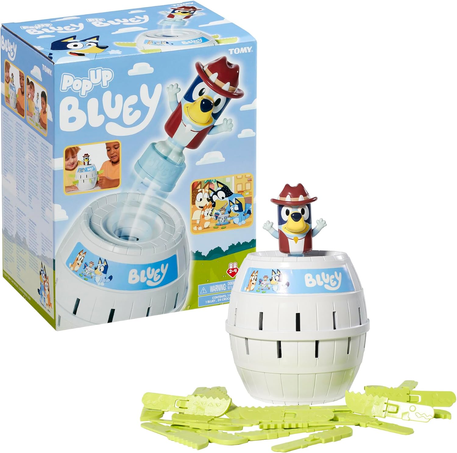 TOMY Pop Up Bluey Kids Game - Family and Preschool Games for Family Game Night - Officially Licensed Bluey Toys - 2-4 Players - Ages 4 Years and Up