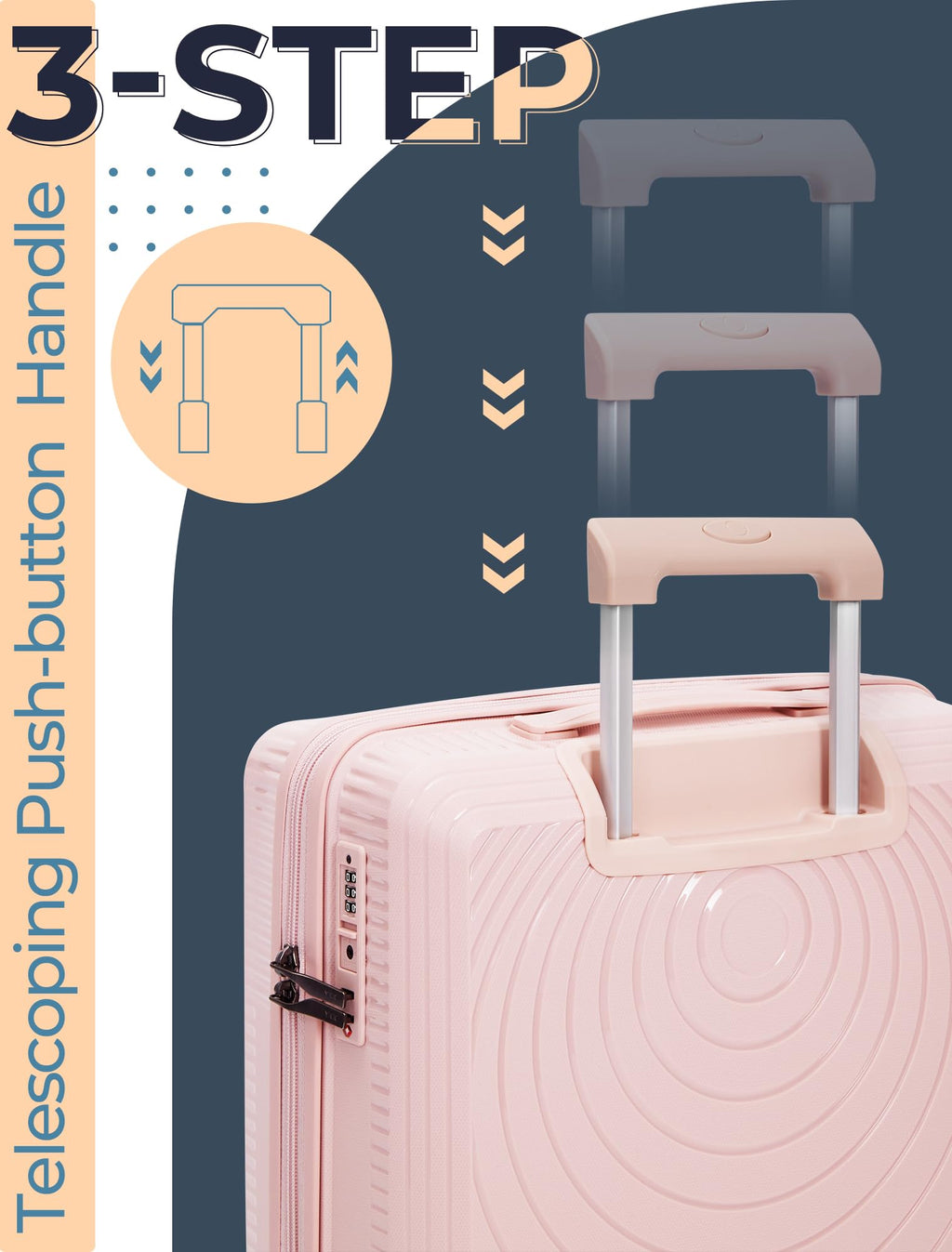 CONCEPTEN Luggage Sets,Suitcases with Wheels, Hardshell Suitcase Set, PP Carry on Luggage Set with TSA Lock, Travel Luggage (Black, Bag Type)