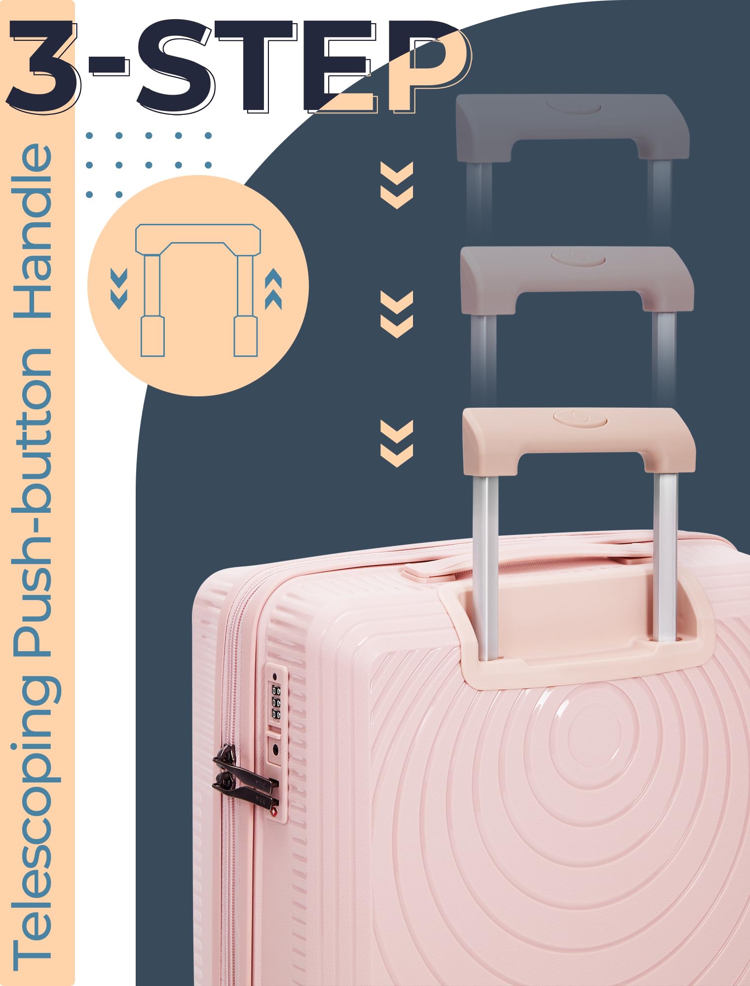 CONCEPTEN Luggage Sets,Suitcases with Wheels, Hardshell Suitcase Set, PP Carry on Luggage Set with TSA Lock, Travel Luggage (Black, Bag Type)