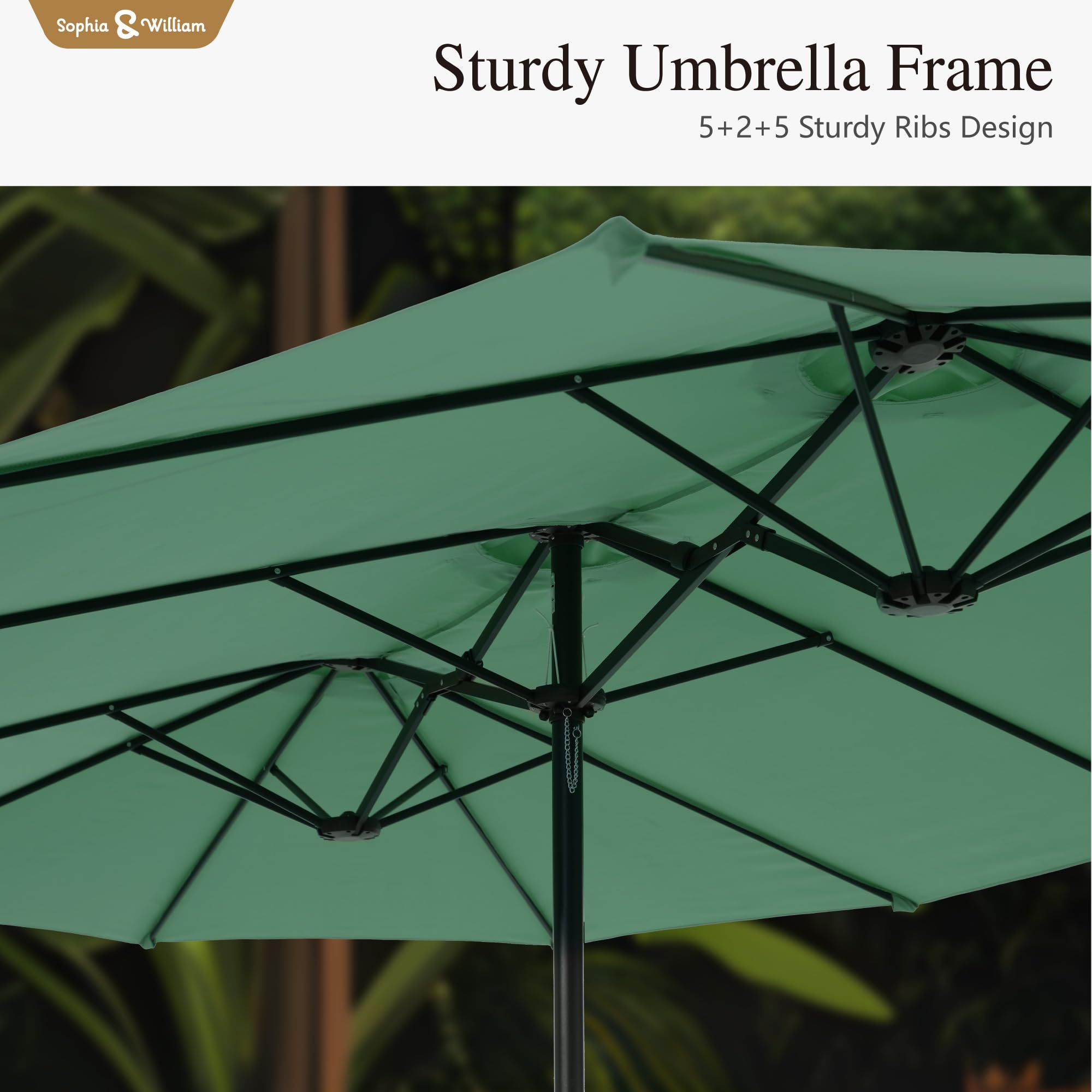 Sophia & William 15 ft Extra Large Patio Umbrella with Base Included, Rectangular Outdoor Umbrella Heavy Duty, Market Umbrella Double-sided Fade Resistant for Pool Garden Backyard, Beige