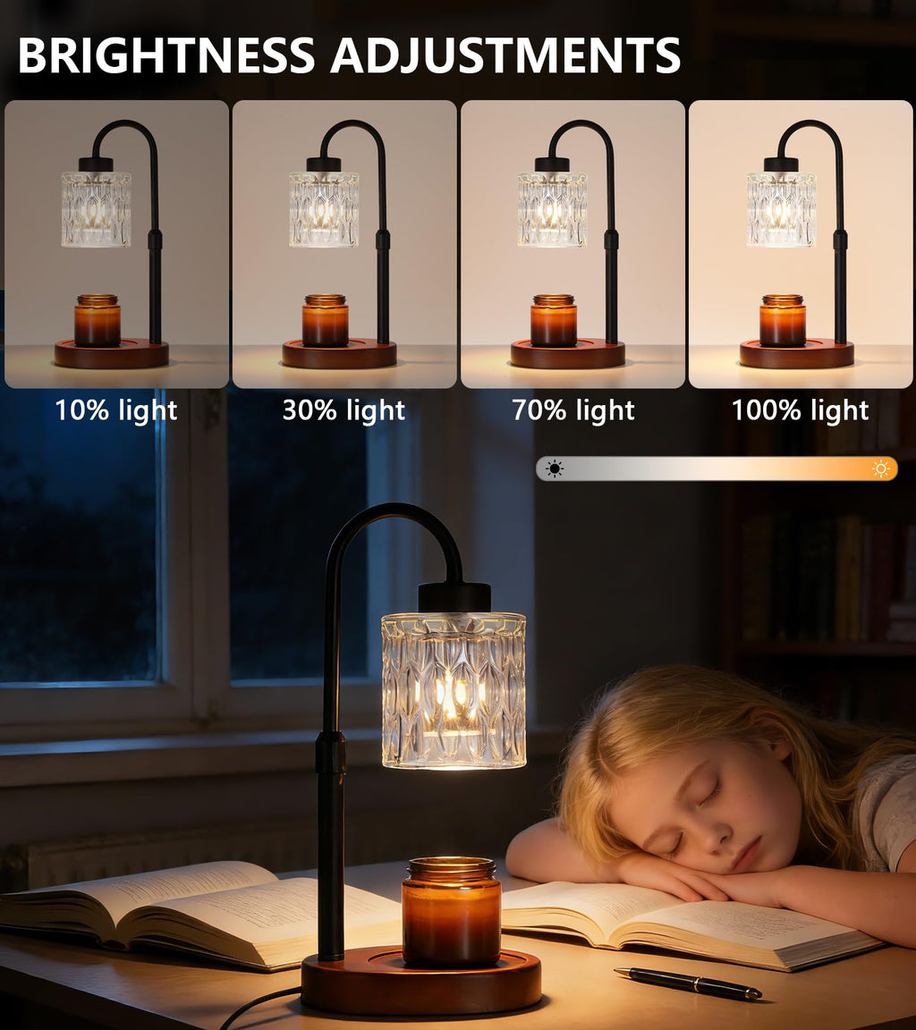 MEIXISUE Candle Warmer Lamp with Timer and Dimmer,Electric Amber Light Gifts for Women Melt Wax Warmer Lamp with 2 Bulbs for Candle Jars House Warming New Home Decor