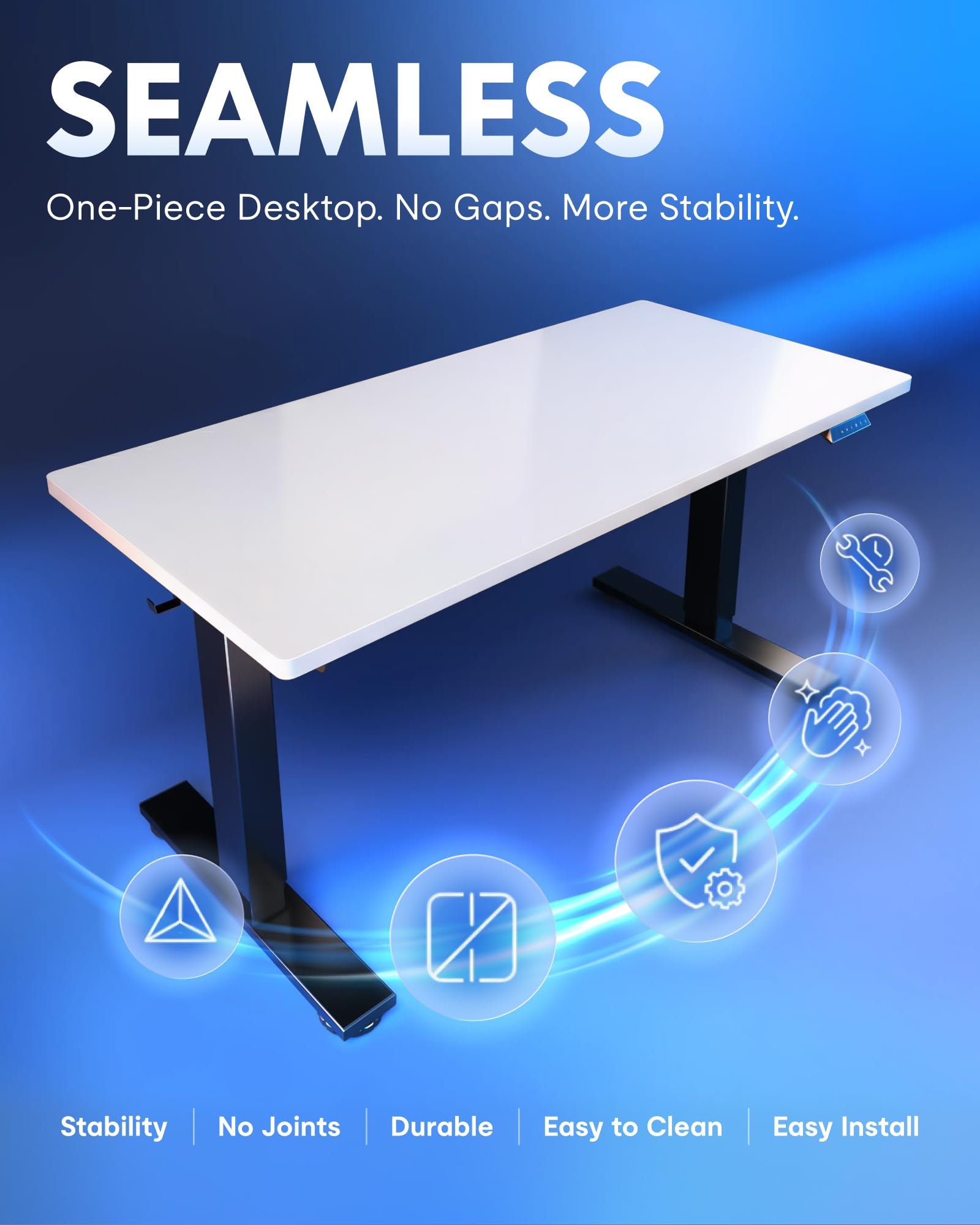 FLEXISPOT EN1 One-Piece Standing Desk, Electric Adjustable with 4 Memory Presets, 176 LBS Capacity, Stable & Quiet, Seamless Desktop for Home Office & Dual Monitors, 40"x24" Black