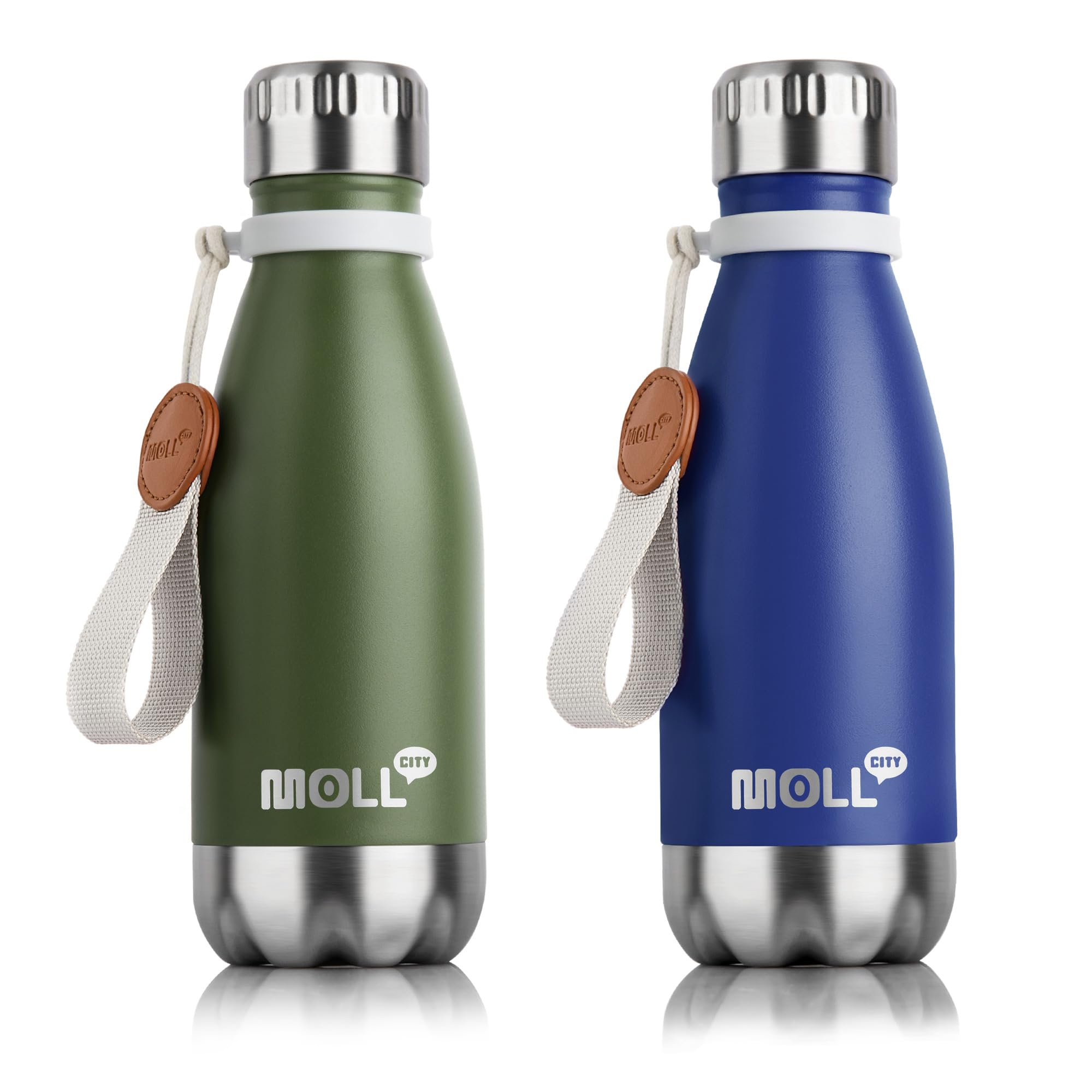 9 oz Water Bottle for Kids-Small Stainless Steel Water Bottle for School Vacuum Insulated Metal Leak Proof Cola Shape Water Flask for Boys Girls(Baby Blue)