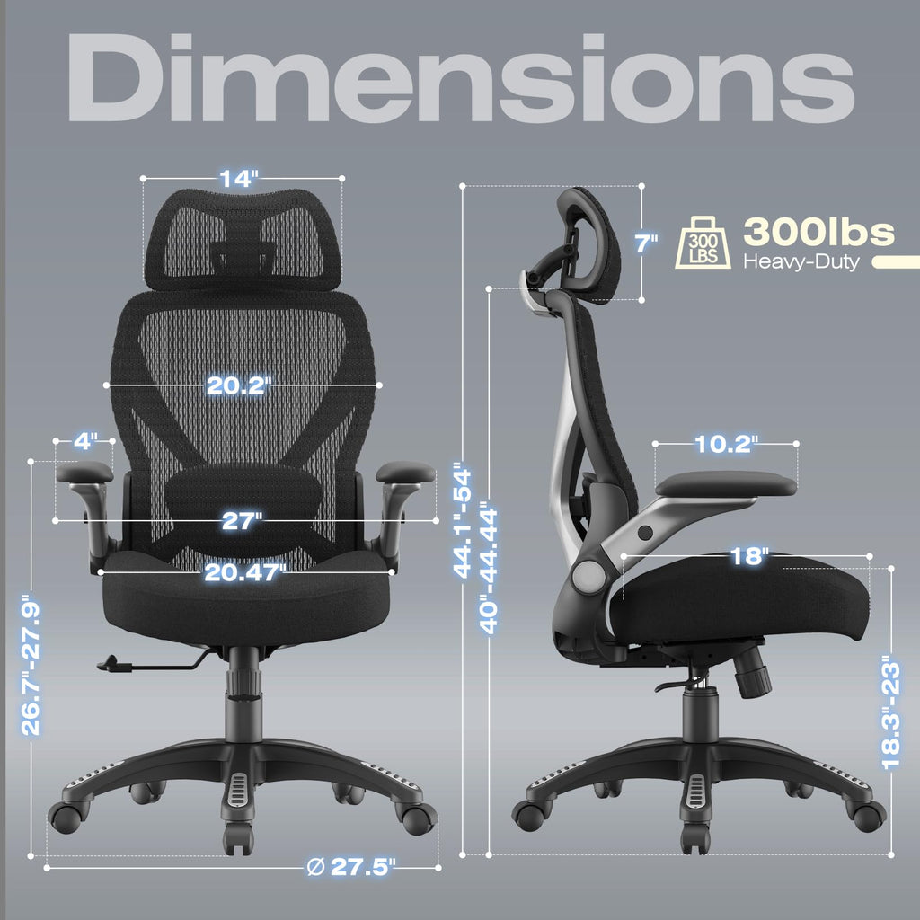 ELABEST X100 Ergonomic Office Chair with Footrest, Big and Tall Home Desk Chair with 5D Flip-Up Arms, Adjustable 3D Lumbar Support,High Back Rolling Computer Chair, Swivel Mesh Chairs (Coffee Break)