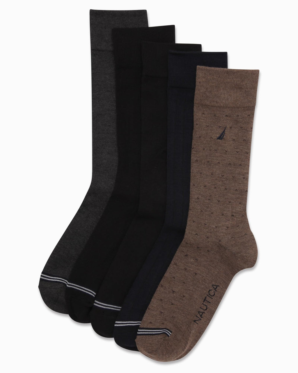 Nautica Mens Dress Socks - 5 Pack Breathable Comfort Stretch Crew-Length Work Socks for Men for Business Formal Wear (6-12.5)