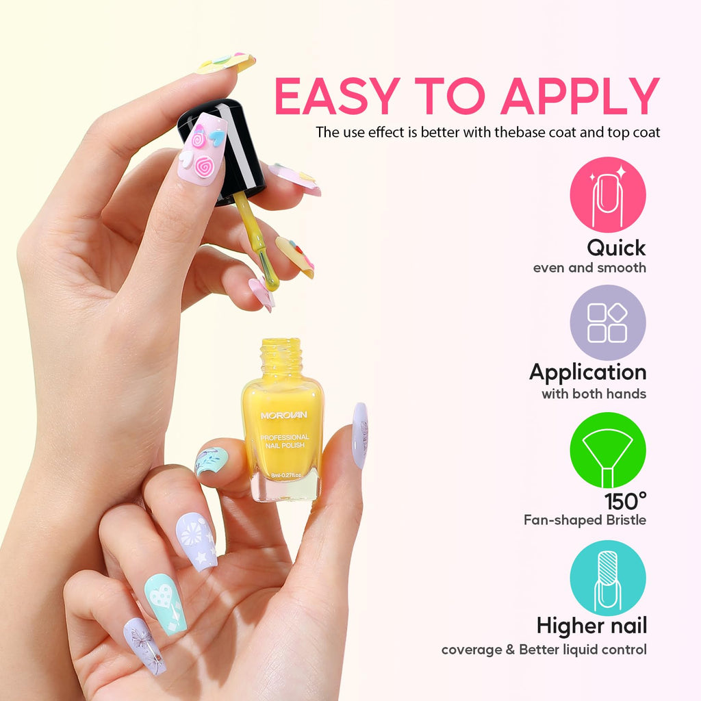 Morovan 15 Bright Color 0.27oz Air Quick Dry Long Lasting Nail Polish Gift Set for Women