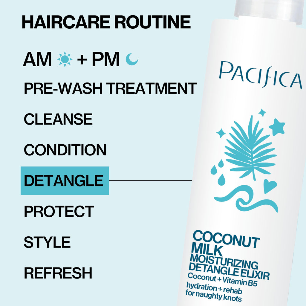 Pacifica Coconut Milk Hair Detangler Spray – Leave-In Conditioning Elixir for Tangle-Free Hair – Instantly Detangles Knots, Adds Shine & Moisture, Prevents Breakage & Frizz – Vegan & Cruelty-Free | Vegan