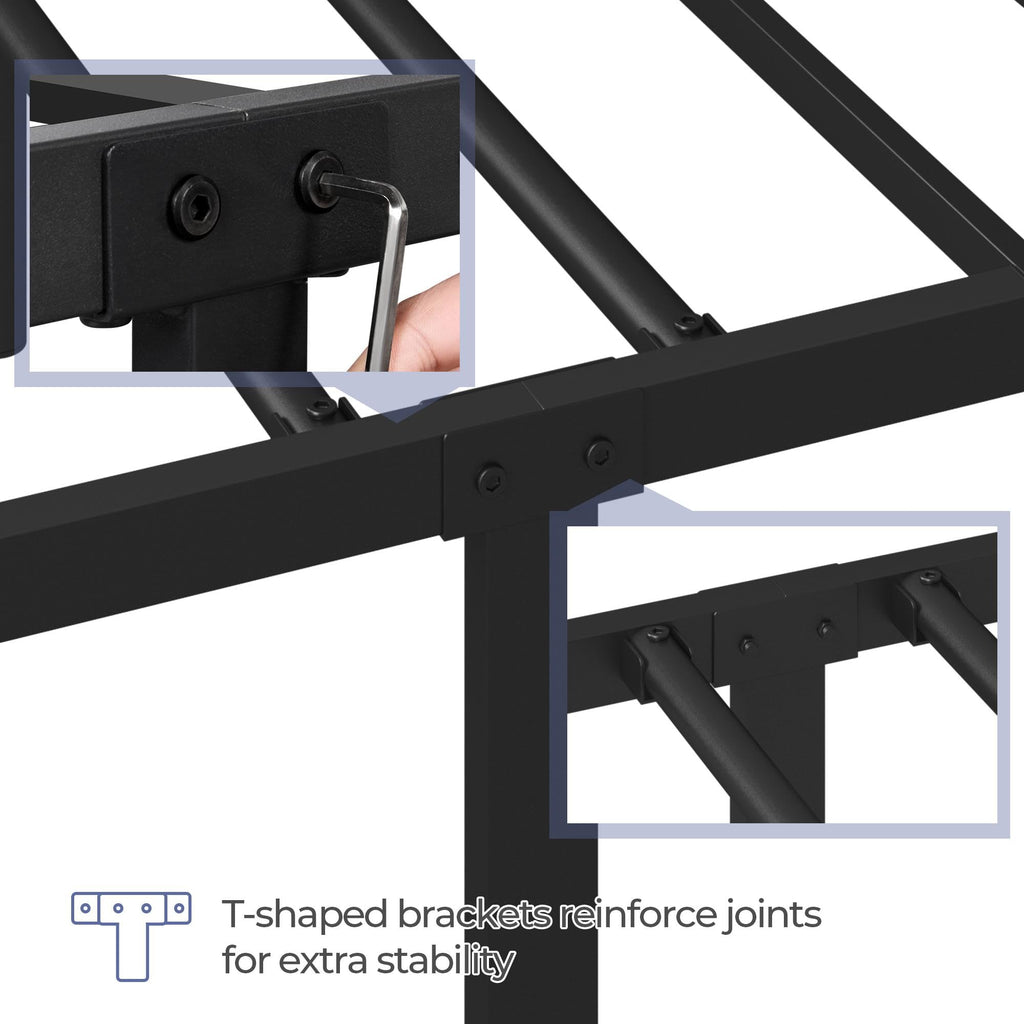 Yaheetech Twin Bed Frame Metal Platform Bed Frame Mattress Foundation with Spindle Headboard & Footboard/No Box Spring Needed/14 Inch Underbed Storage/Firm Support & Easy Set up Structure, Black