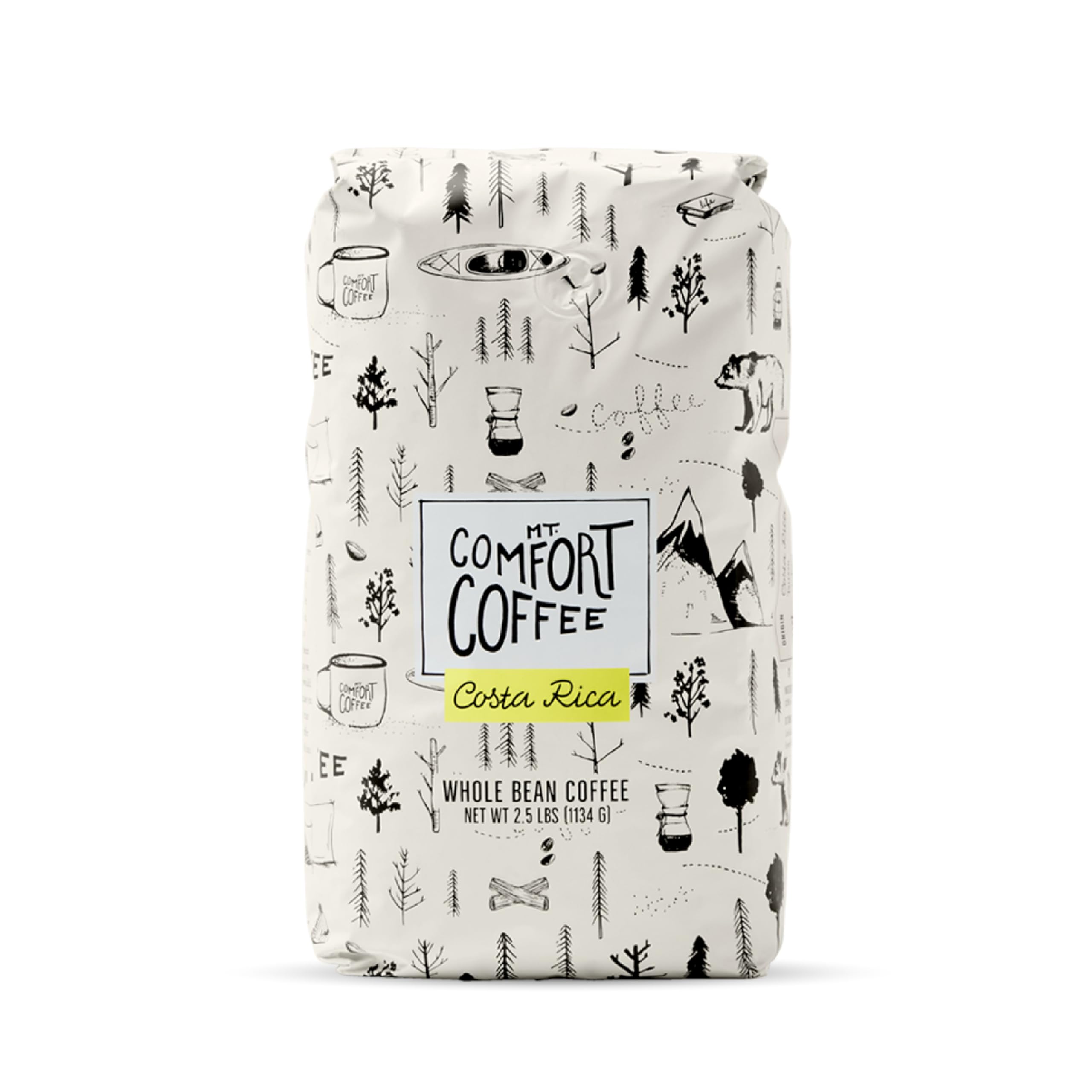 Mt. Comfort Coffee Costa Rica Medium Roast, 2.5lb - Sourced From Local, Costa Rican Coffee Farms - Roasted Whole Bean