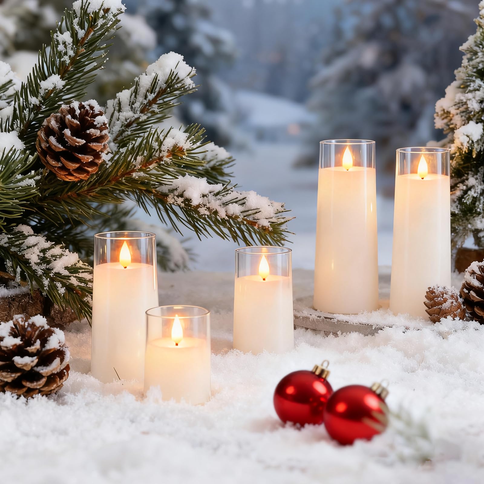 Raycare Flameless Candles Battery Operated with Remote Timer, Acrylic Flickering LED Pillar Candle for Christmas, Wedding, Home Decor, Gift for Family and Friend, White, Set of3
